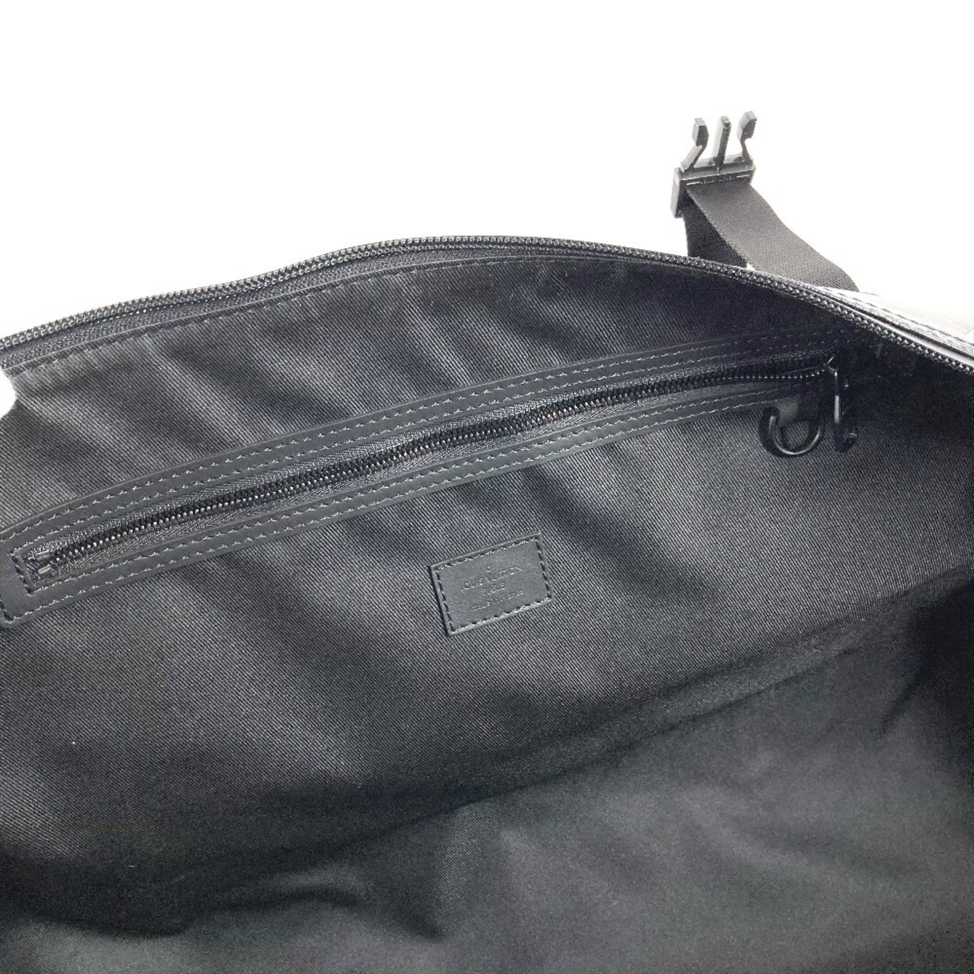 Louis Vuitton Black Leather Canvas Boston Bag Shoulder Bag (Pre-Owned)