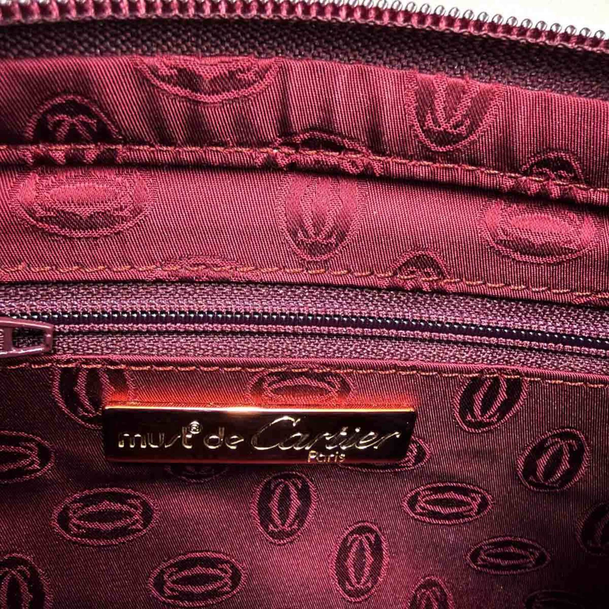 Cartier Bordeaux Leather Clutch Bag Handbag (Pre-Owned)