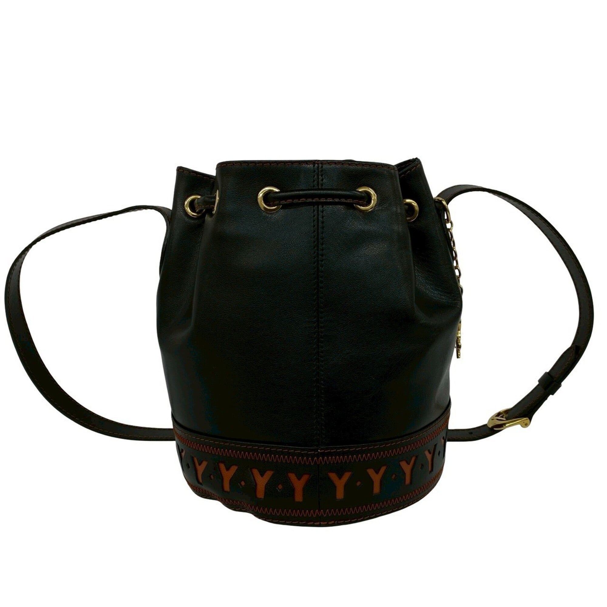 Yves Saint Laurent Black Orange Leather Shoulder Bag (Pre-Owned)
