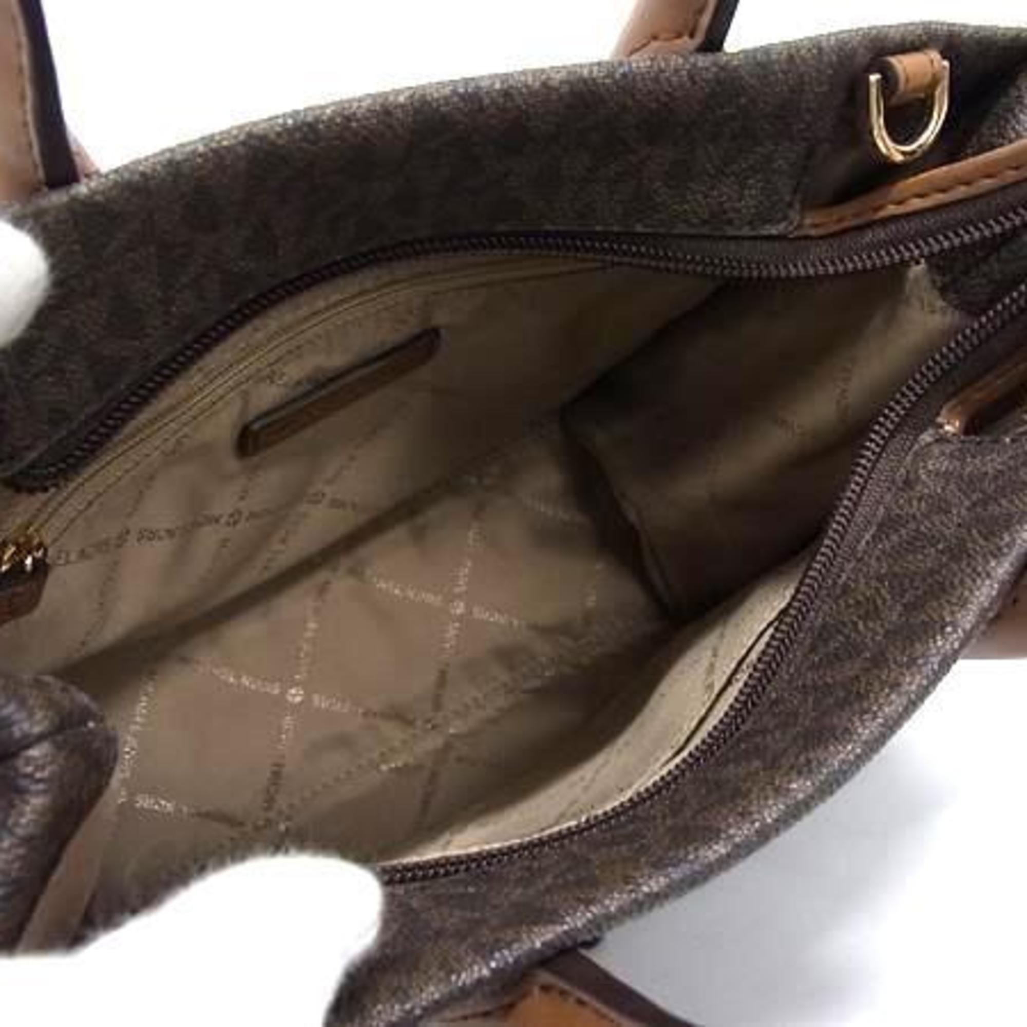 Michael Kors Brown Pvc Leather Handbag Shoulder Bag Tote Bag (Pre-Owned)