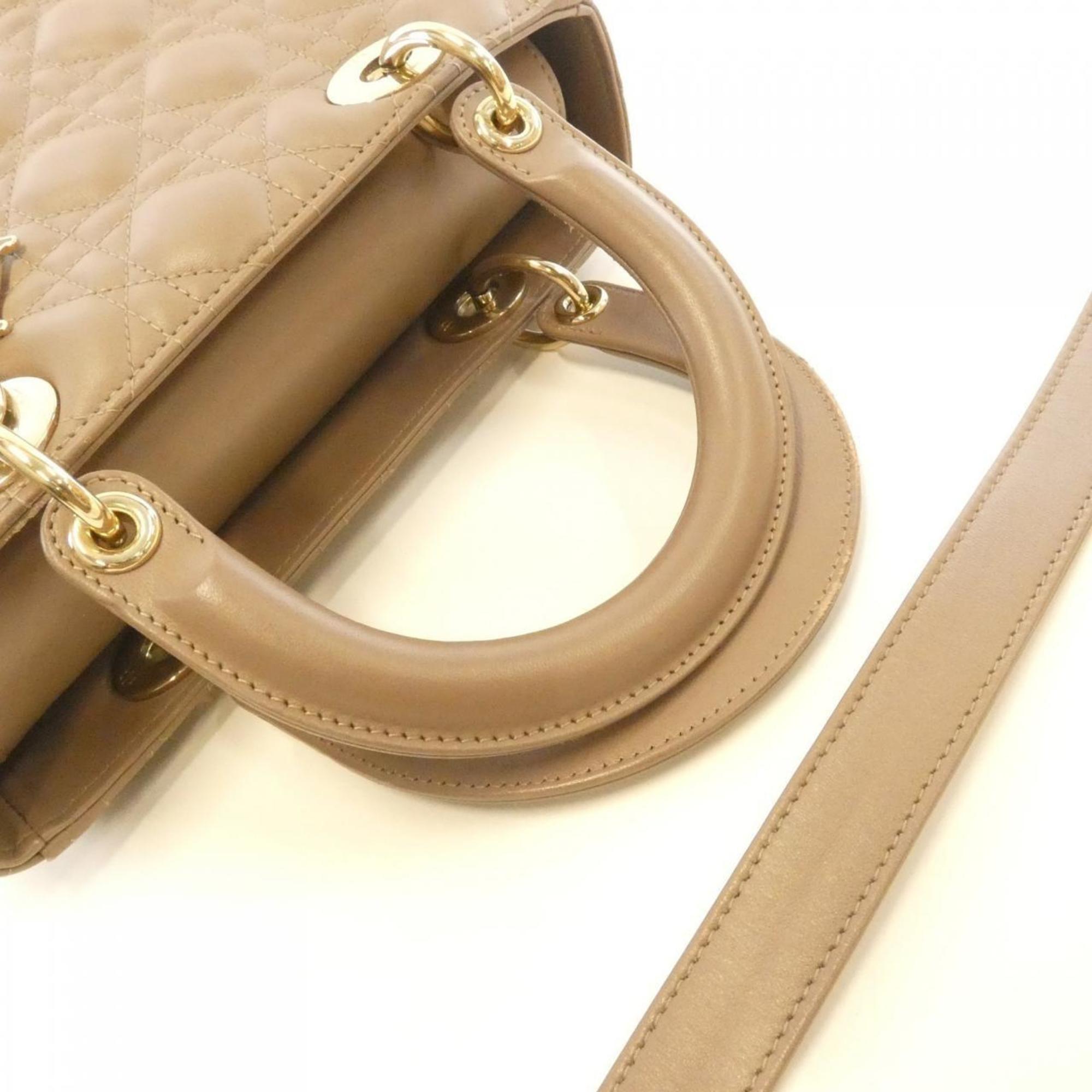 Christian Dior Brown Leather Handbag Shoulder Bag (Pre-Owned)
