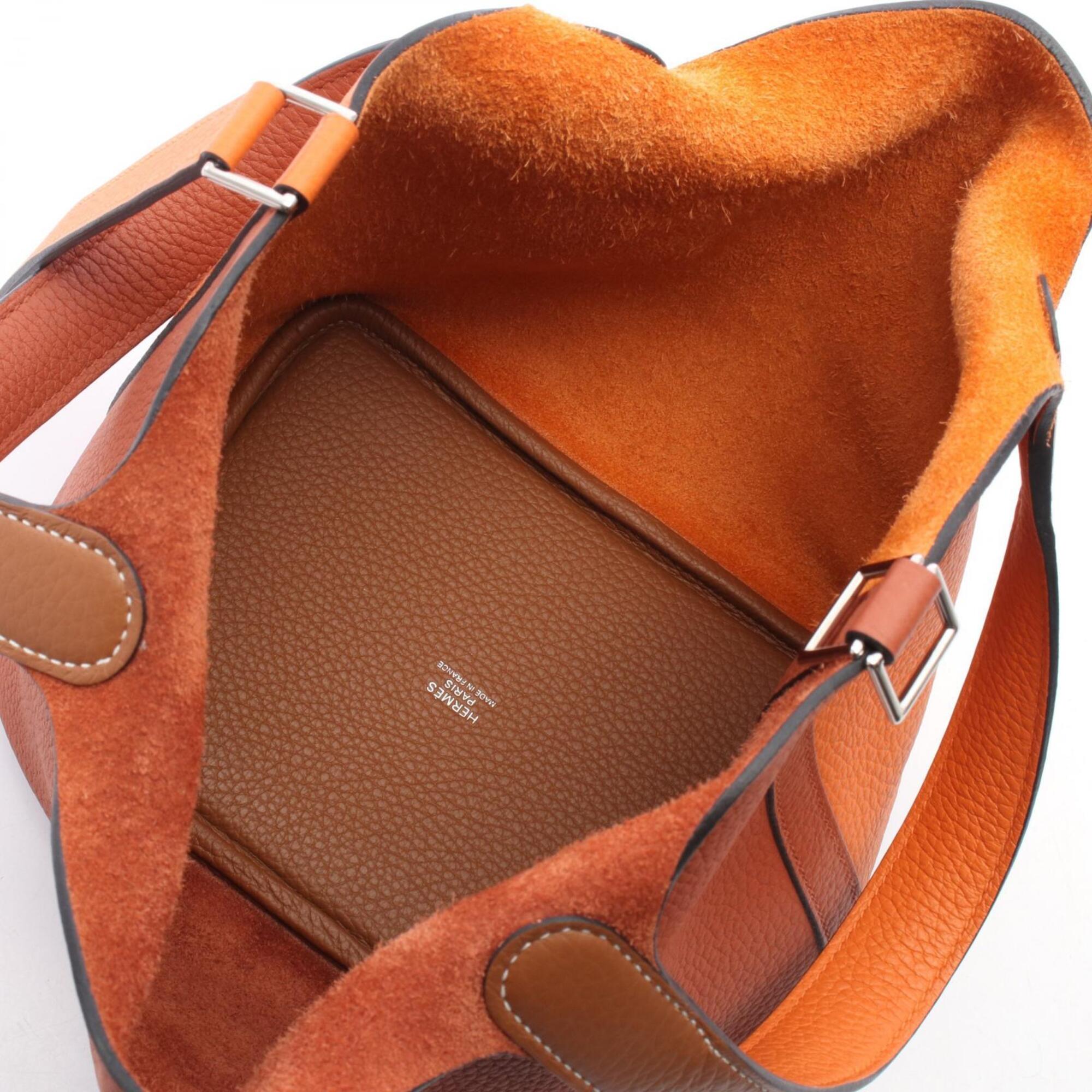 Hermes Bordeaux Brown Orange Taurillon Clemence Leather Handbag (Pre-Owned)