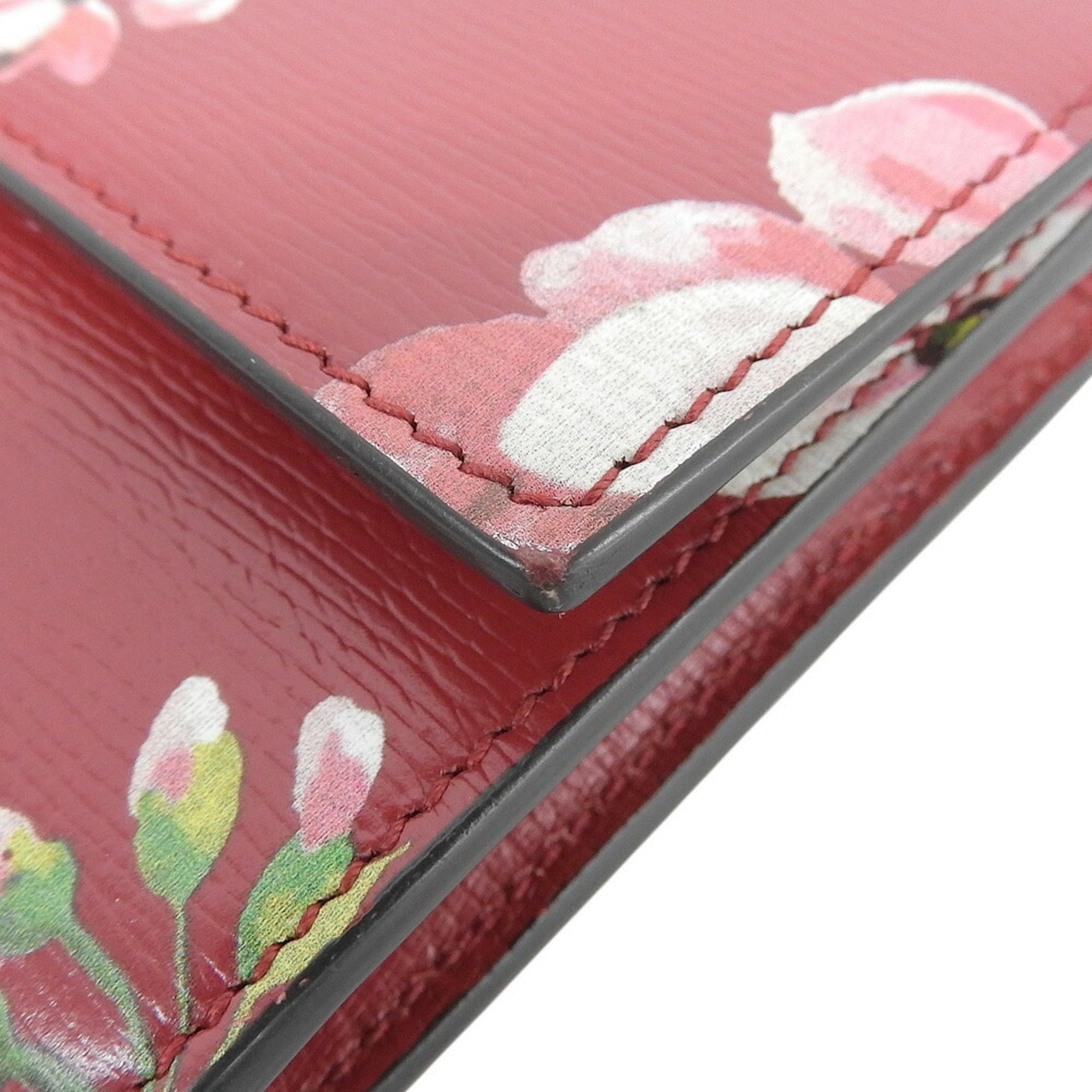 Gucci Red Color Leather Long Wallet (Bi-Fold) (Pre-Owned)