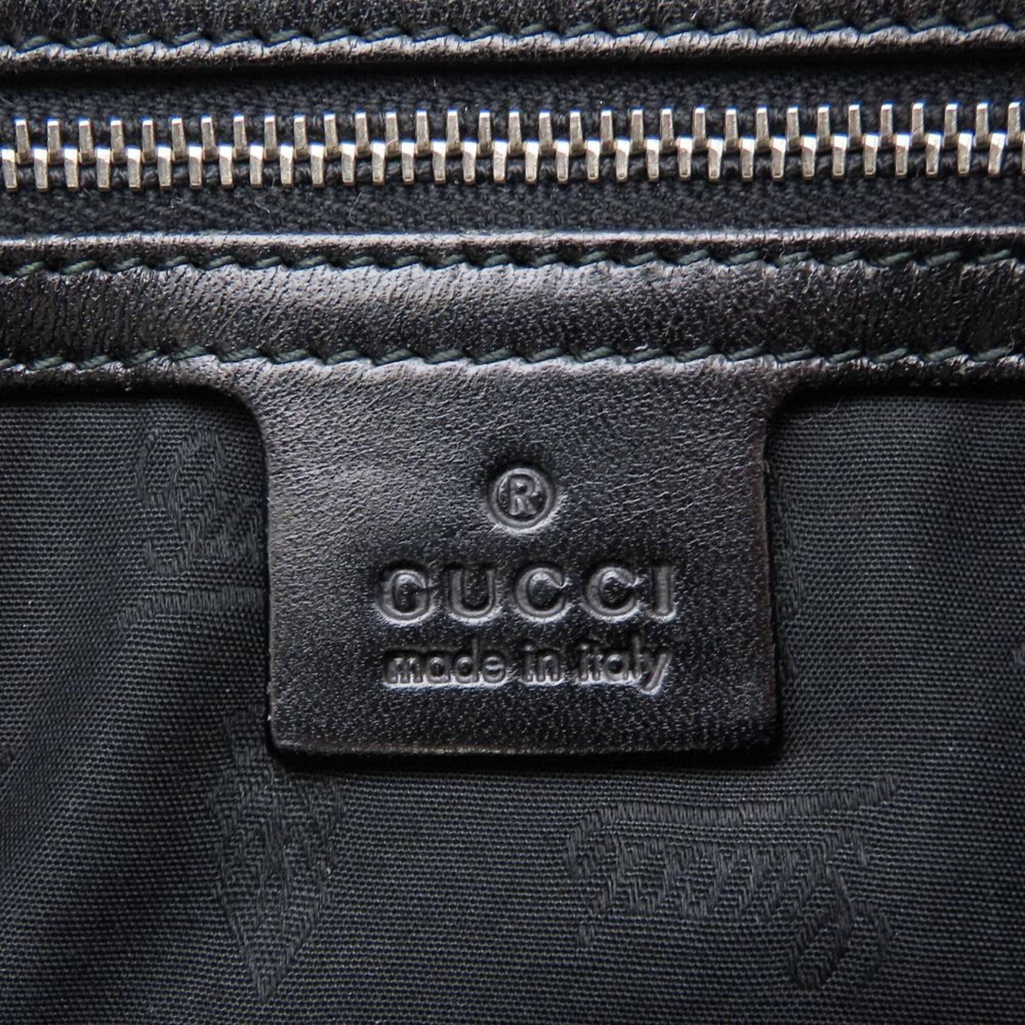 Gucci Beige Black Gg Canvas Leather Tote Bag (Pre-Owned)