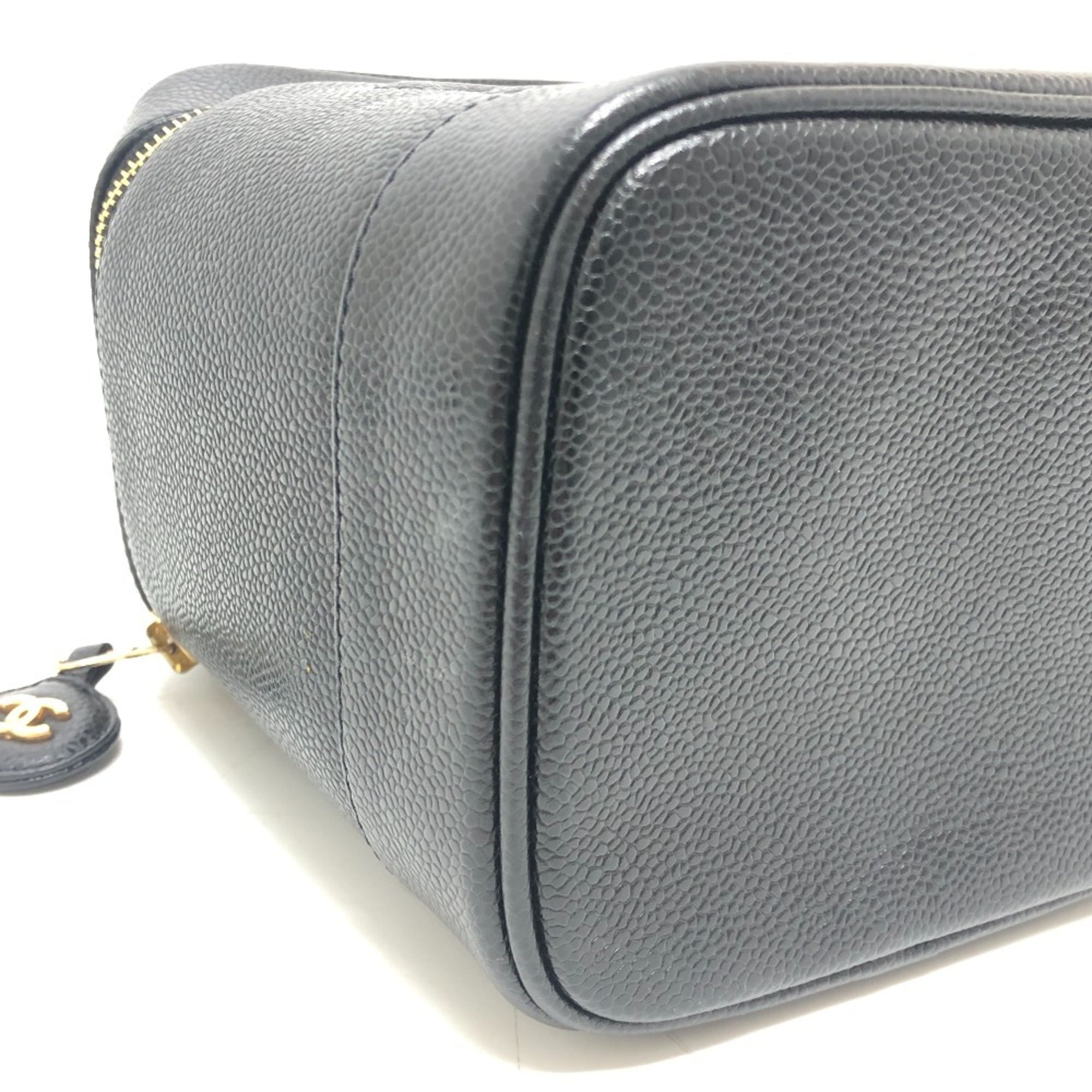 Chanel Black Grained Calfskin Handbag Vanity Bag (Pre-Owned)
