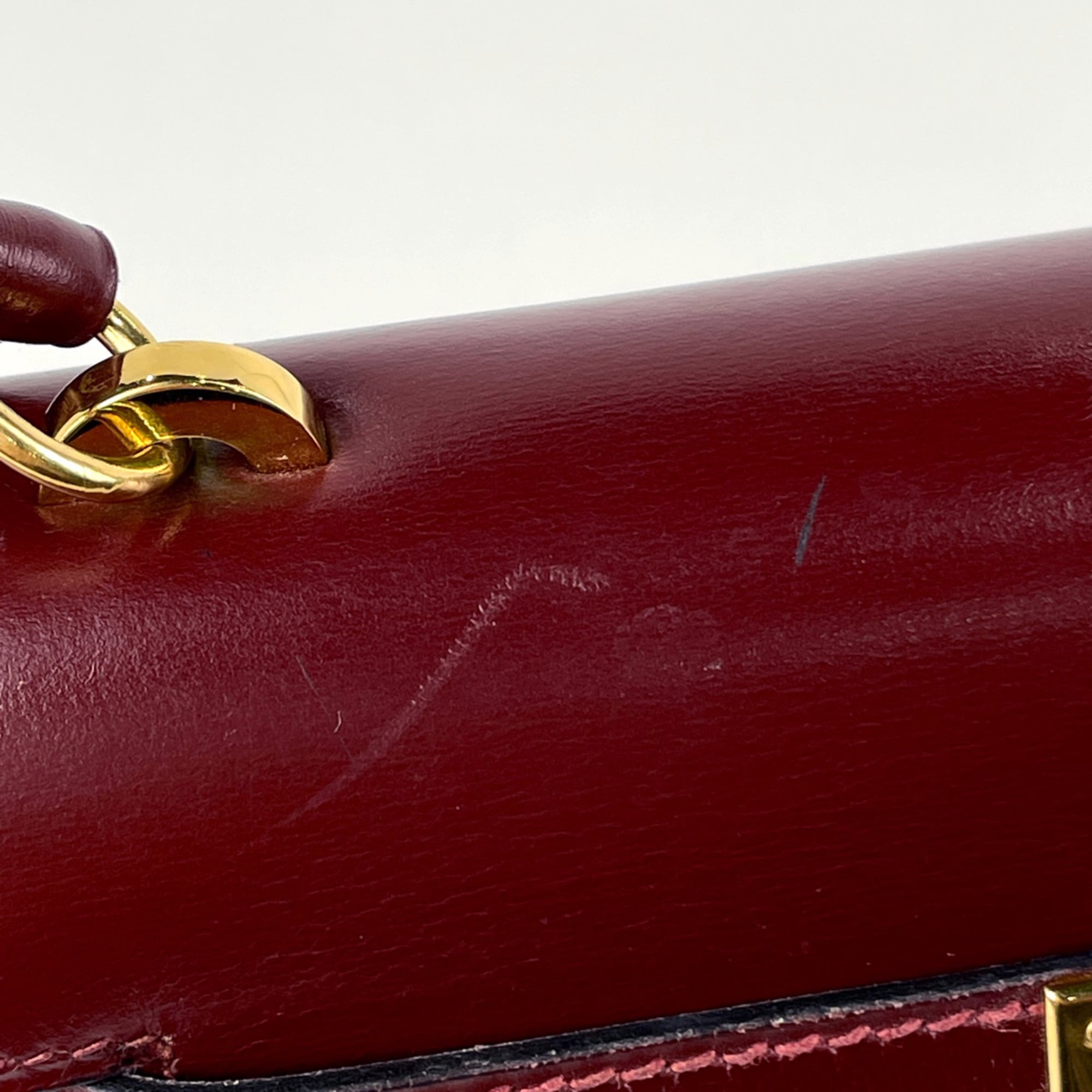 Hermes Red Color Box Calf Leather Shoulder Bag (Pre-Owned)