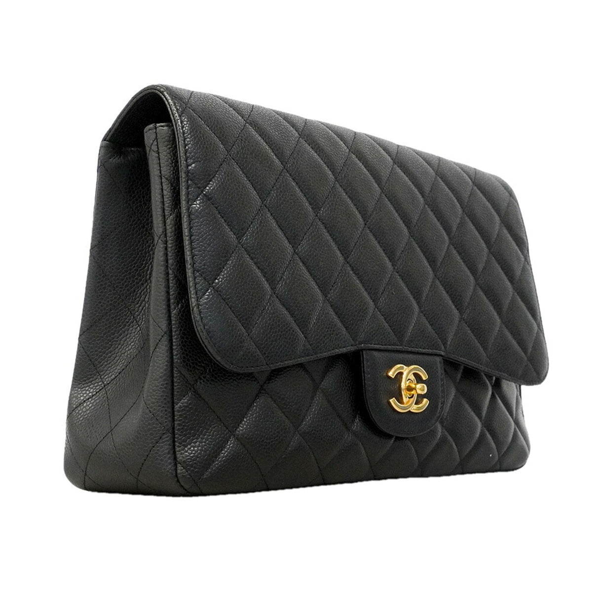 Chanel Black Grained Calfskin Shoulder Bag (Pre-Owned)