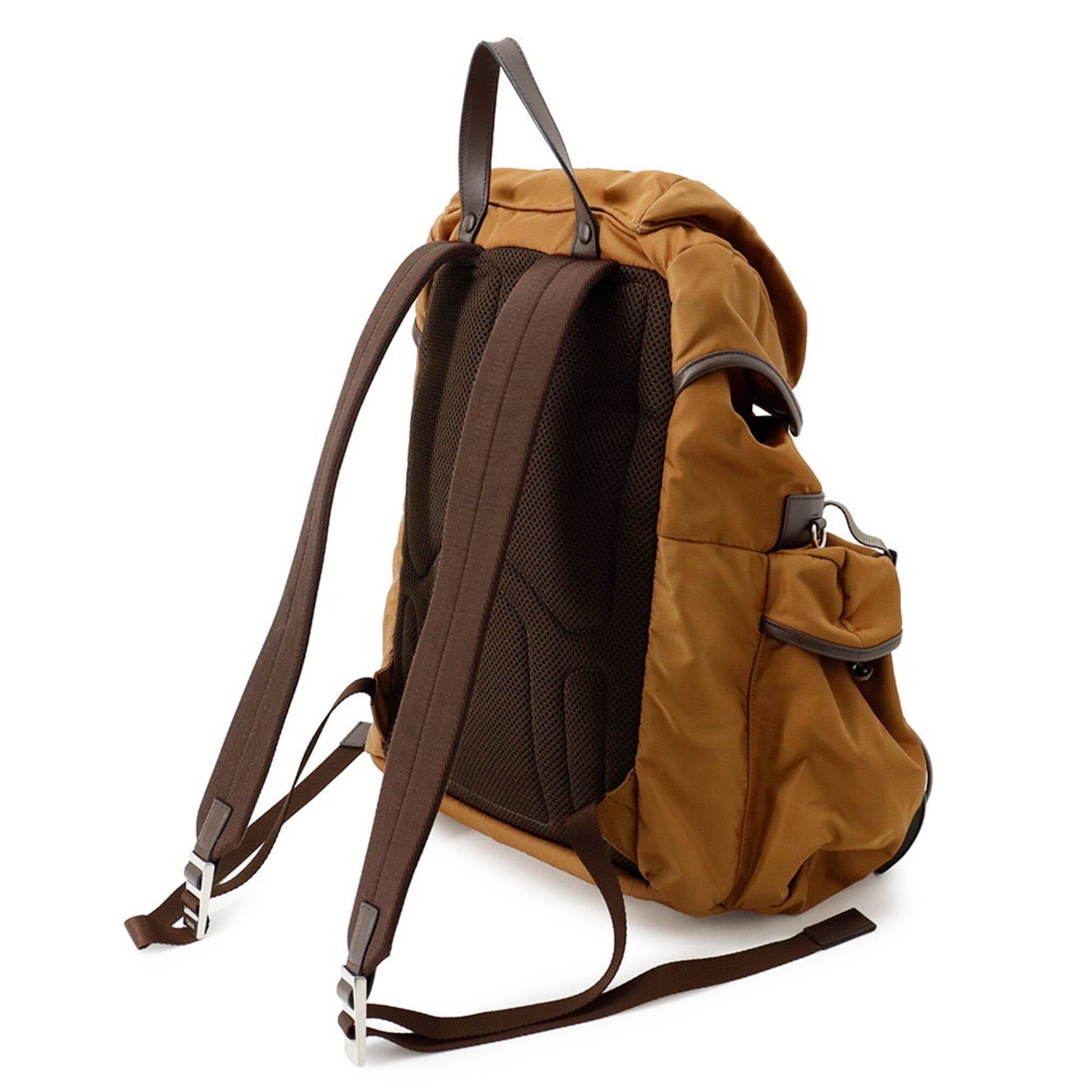 Prada Brown Nylon Leather Backpack (Pre-Owned)