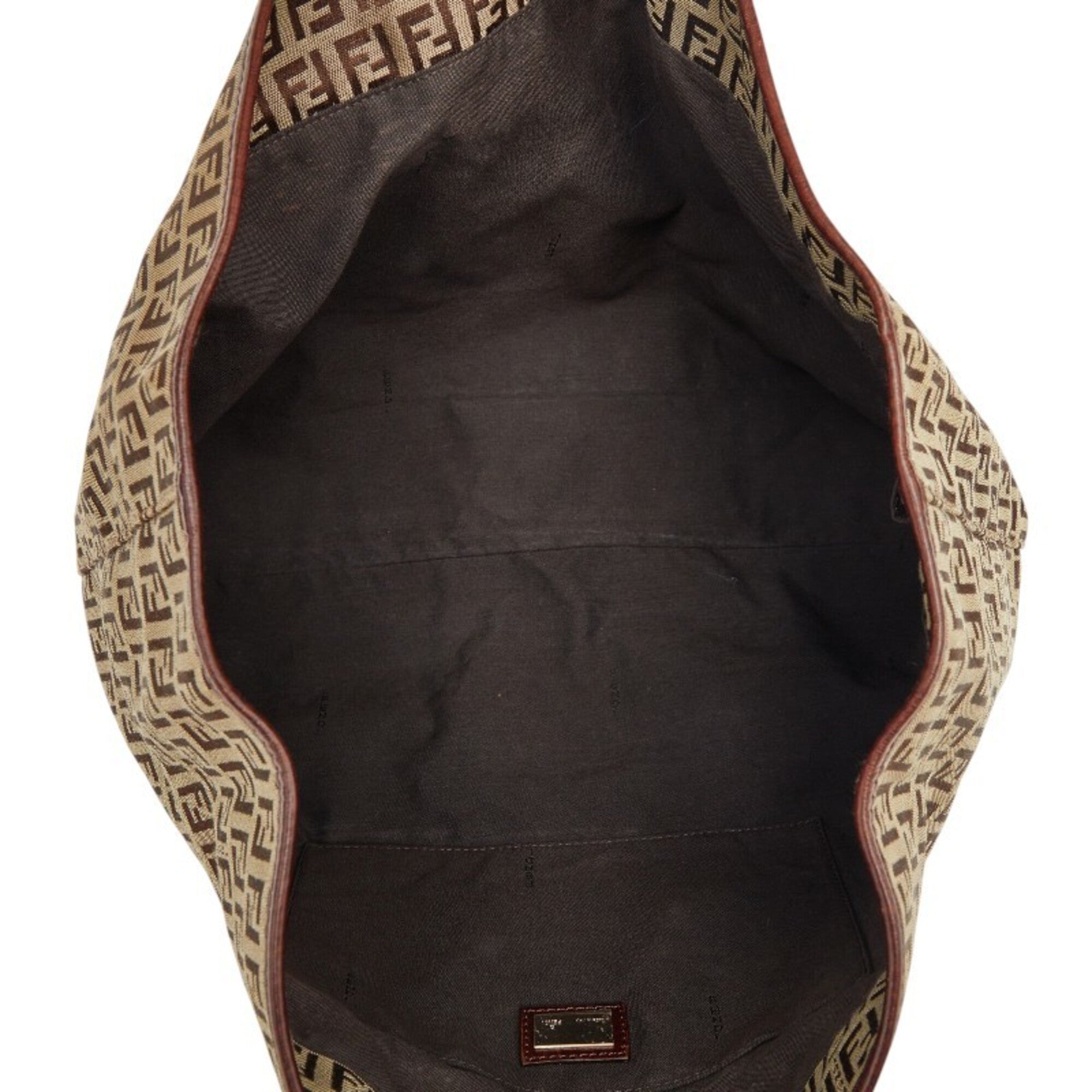 Fendi Beige Brown Canvas Leather Tote Bag (Pre-Owned)