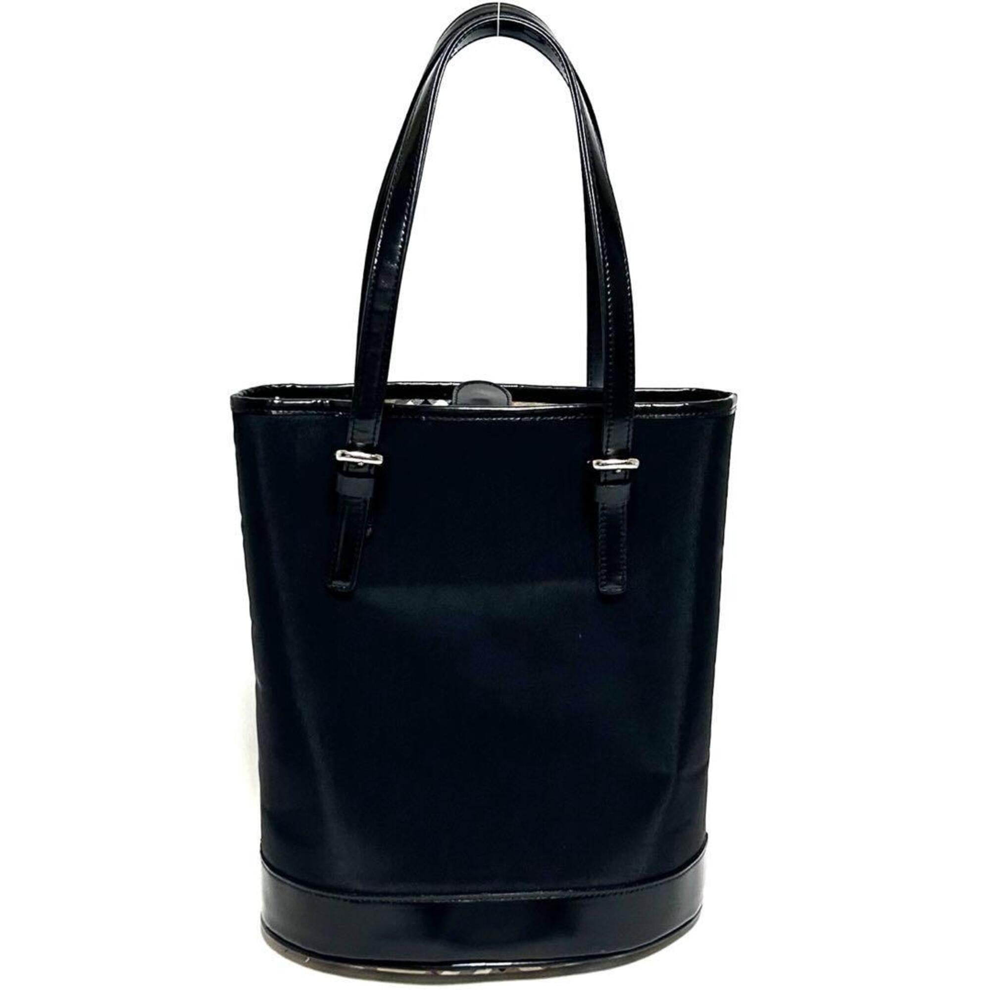 Blue Label Black Nylon Leather Shoulder Bag Tote Bag (Pre-Owned)