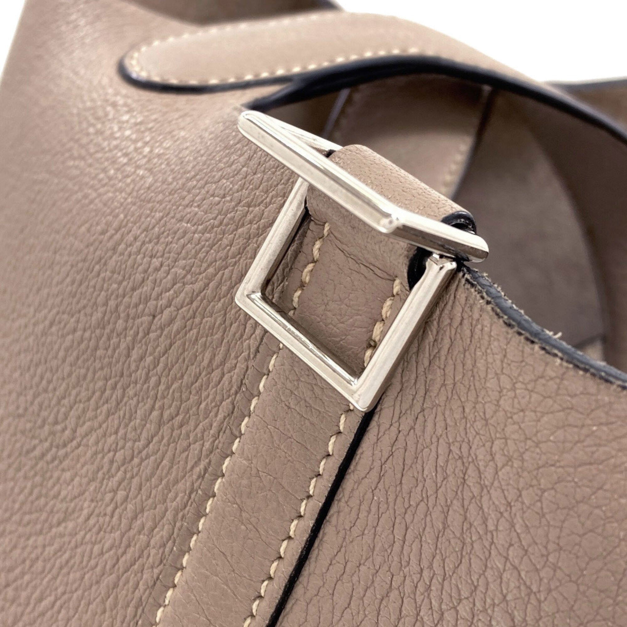 Hermes Gris Tourterelle Chevre Leather Handbag (Pre-Owned)