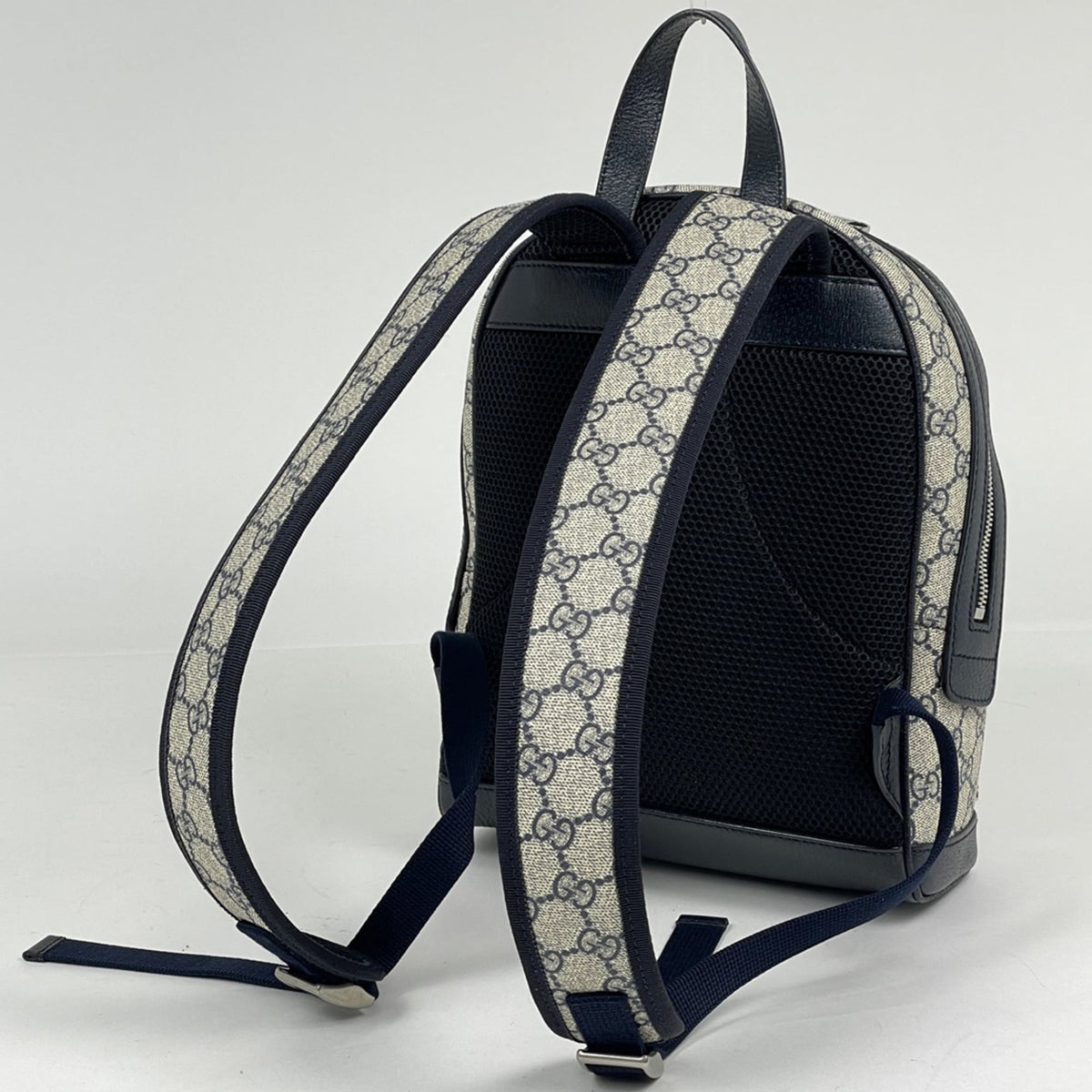 Gucci Navy Gg Supreme Leather Backpack (Pre-Owned)