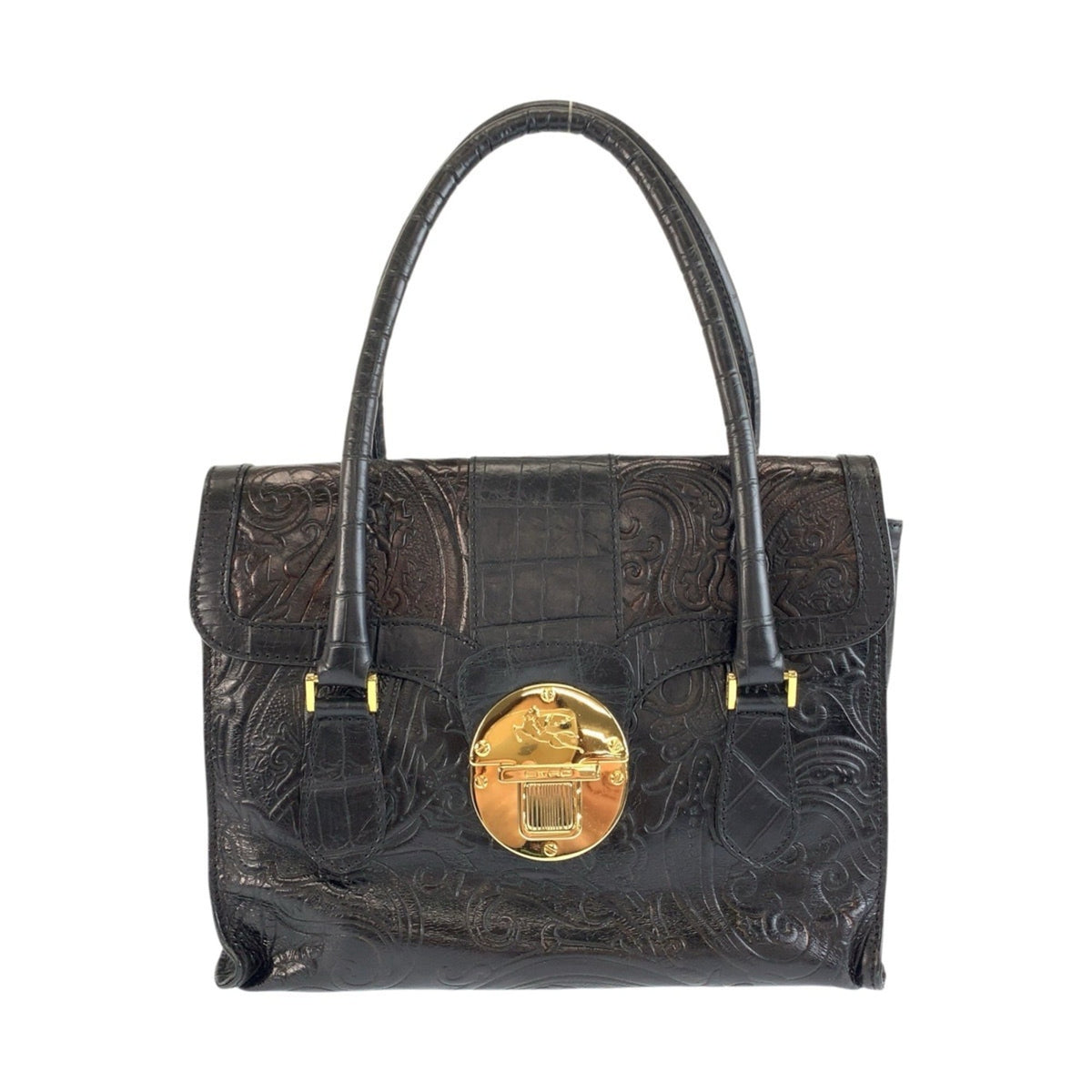 Etro Black Leather Handbag (Pre-Owned)