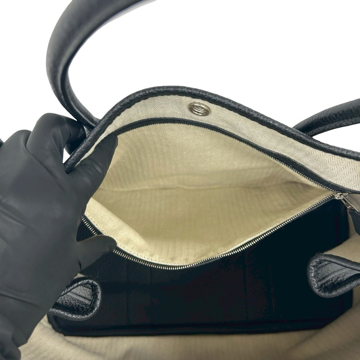 Hermes Black Country Leather Handbag Tote Bag (Pre-Owned)
