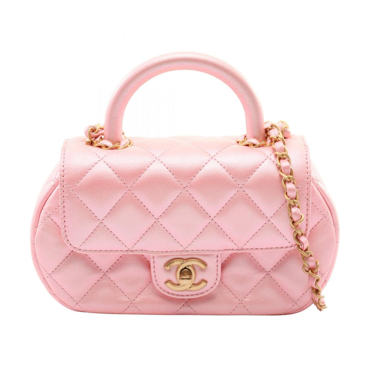 Chanel Pink Fabric Handbag Shoulder Bag (Pre-Owned)