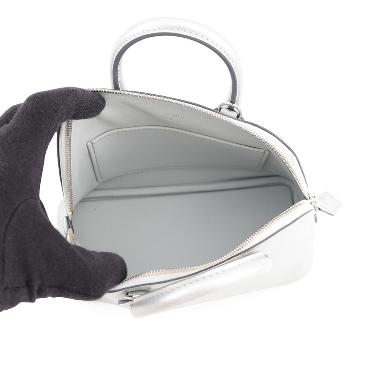 Hermes Argent Chevre Leather Handbag (Pre-Owned)