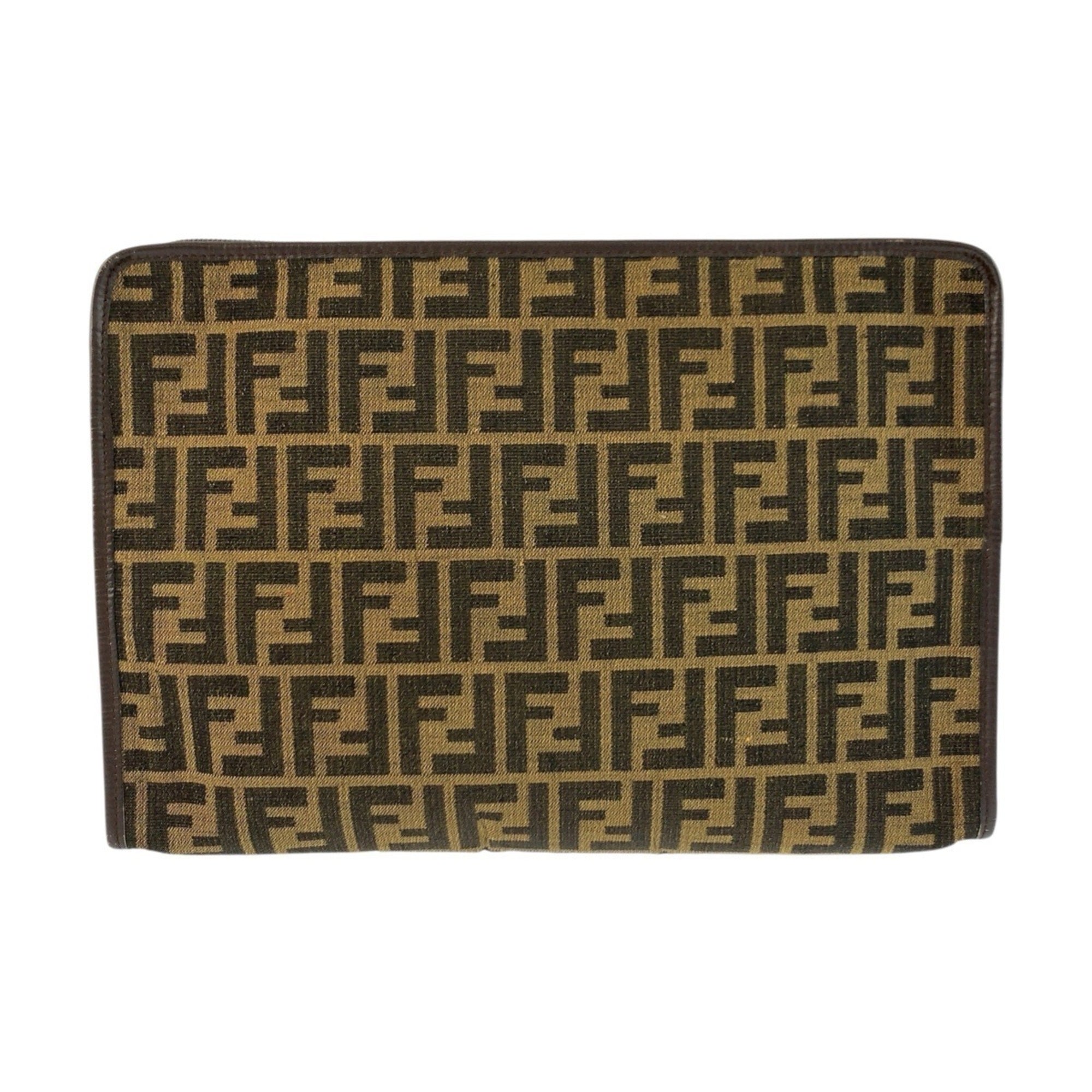 Fendi Brown Canvas Clutch Bag (Pre-Owned)
