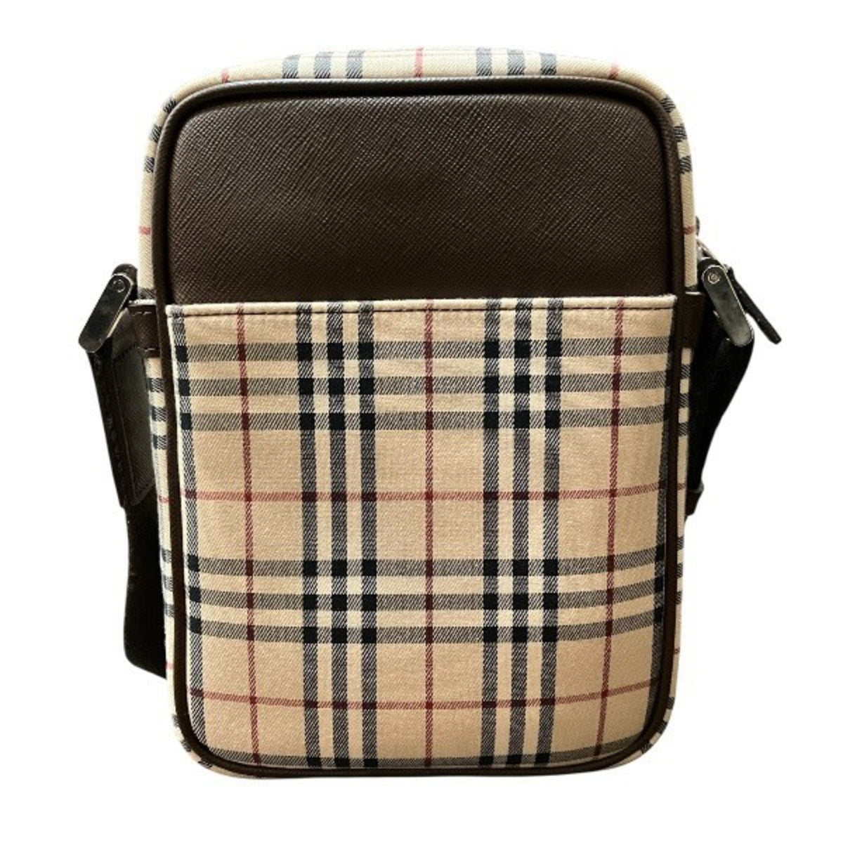 Burberry Beige Brown Canvas Leather Shoulder Bag (Pre-Owned)