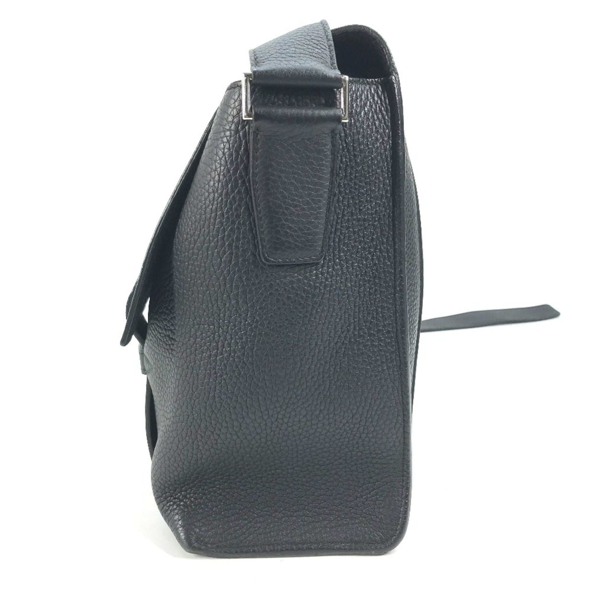 Hermes Black Taurillon Clemence Leather Messenger Bag Shoulder Bag (Pre-Owned)
