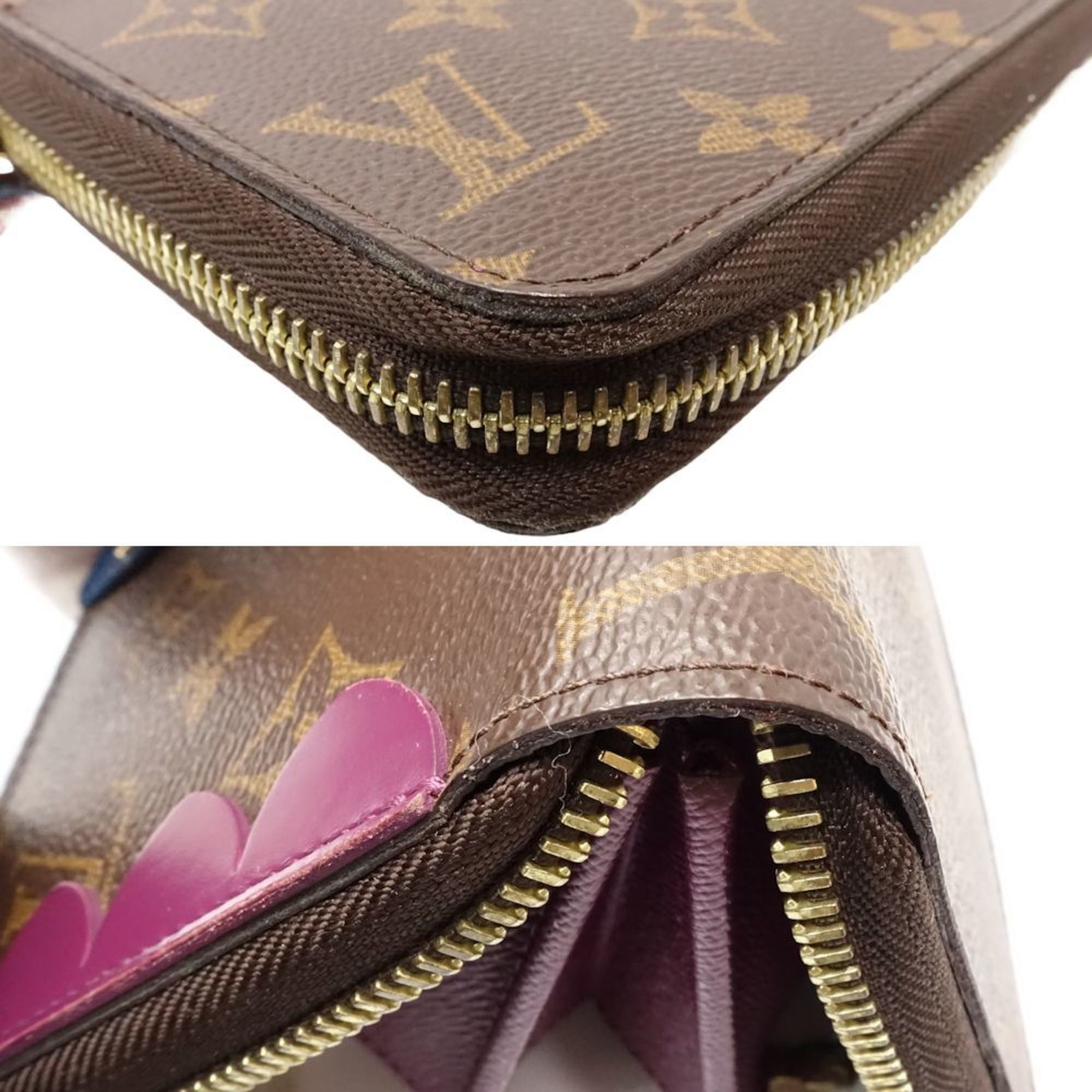 Louis Vuitton Brown Magenta Canvas Long Wallet (Bi-Fold) (Pre-Owned)