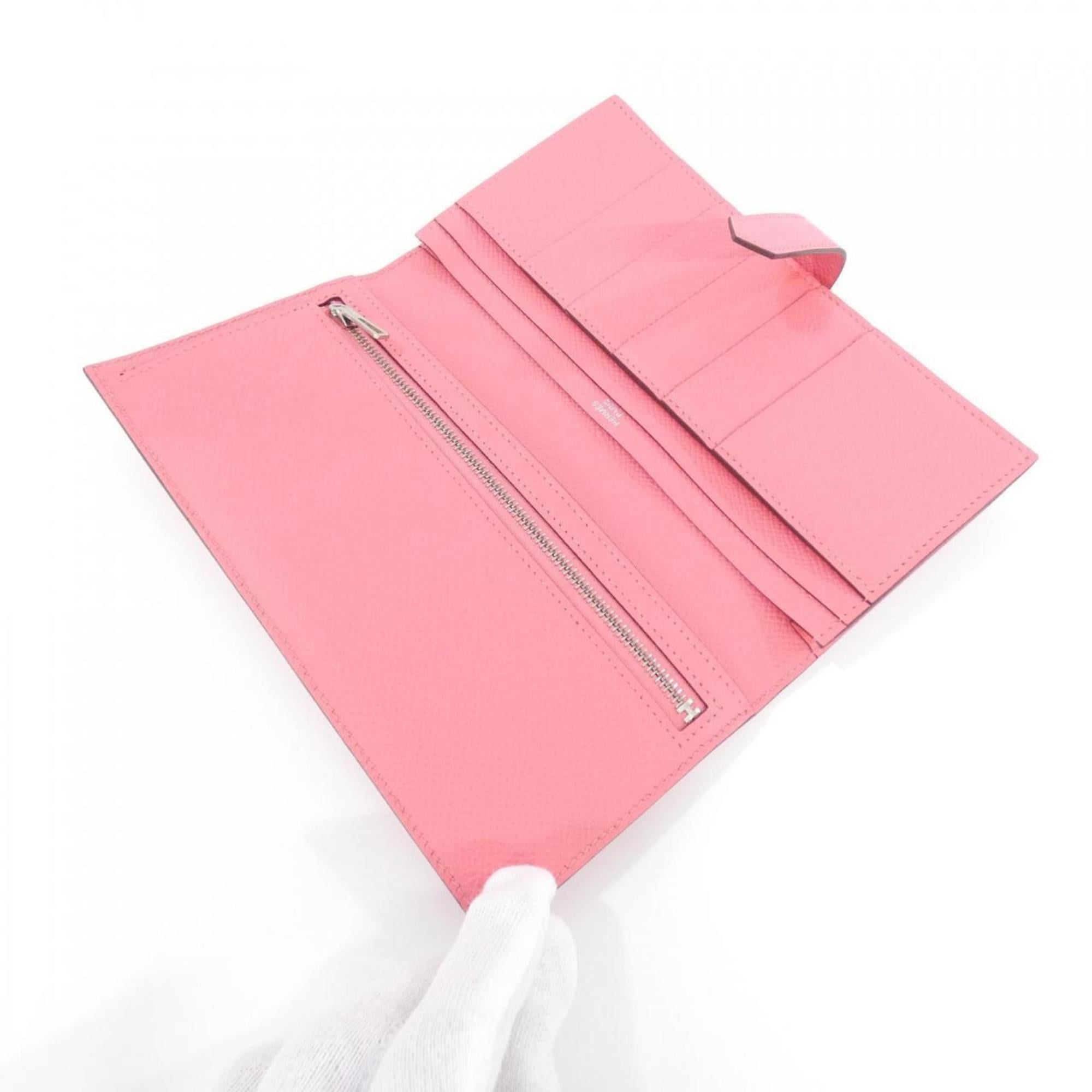 Hermes Pink Rose Azalee Epsom Leather Long Wallet (Bi-Fold) (Pre-Owned)