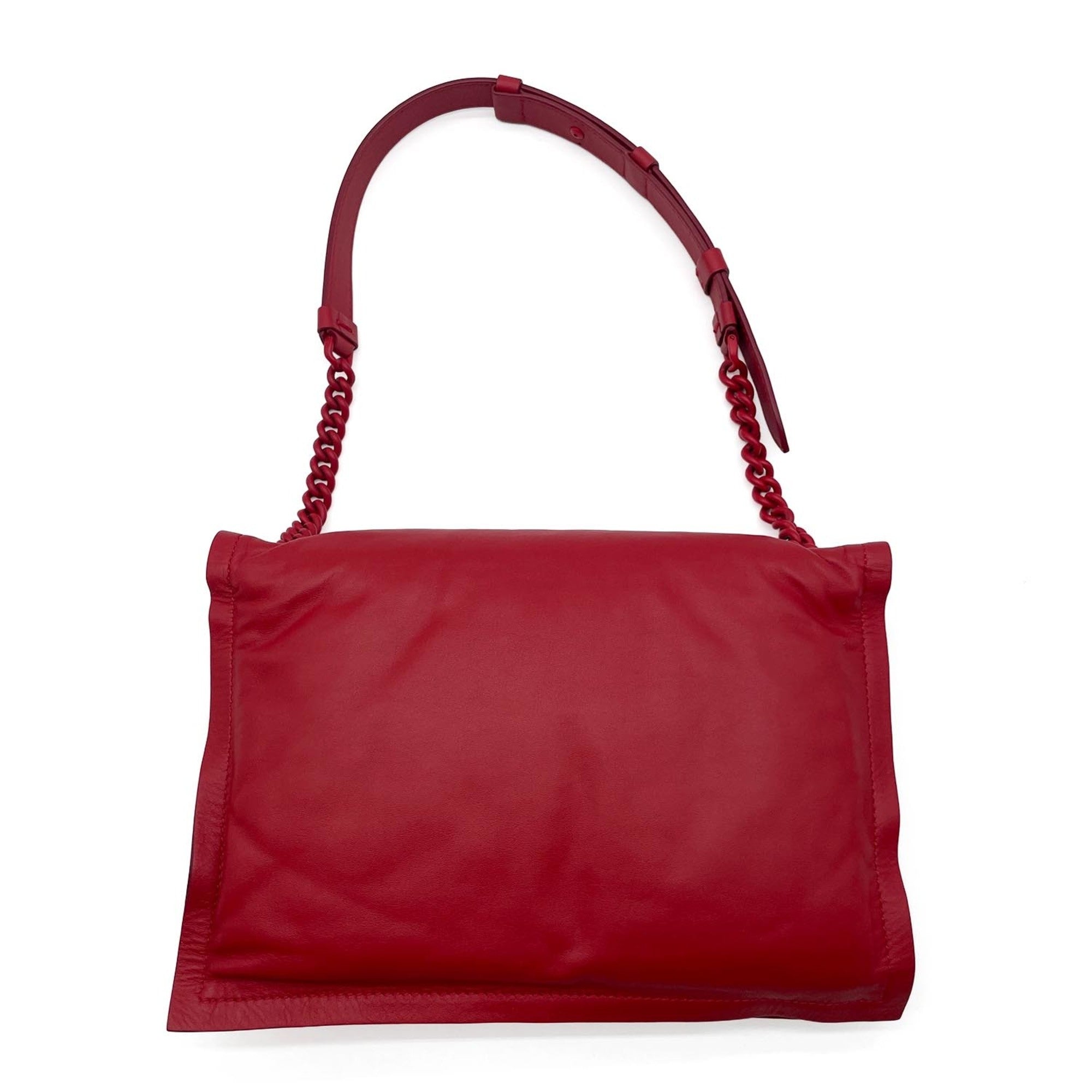 Salvatore Ferragamo Red Color Leather Plastic Metal Shoulder Bag (Pre-Owned)
