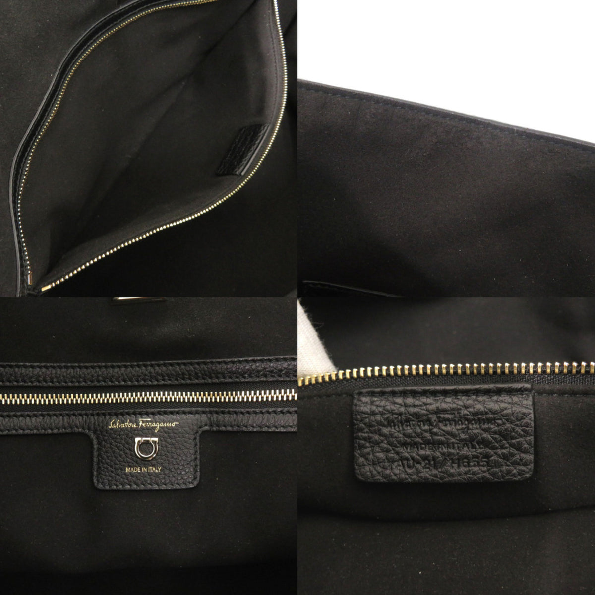 Salvatore Ferragamo Gancini Black Leather Tote Bag (Pre-Owned)