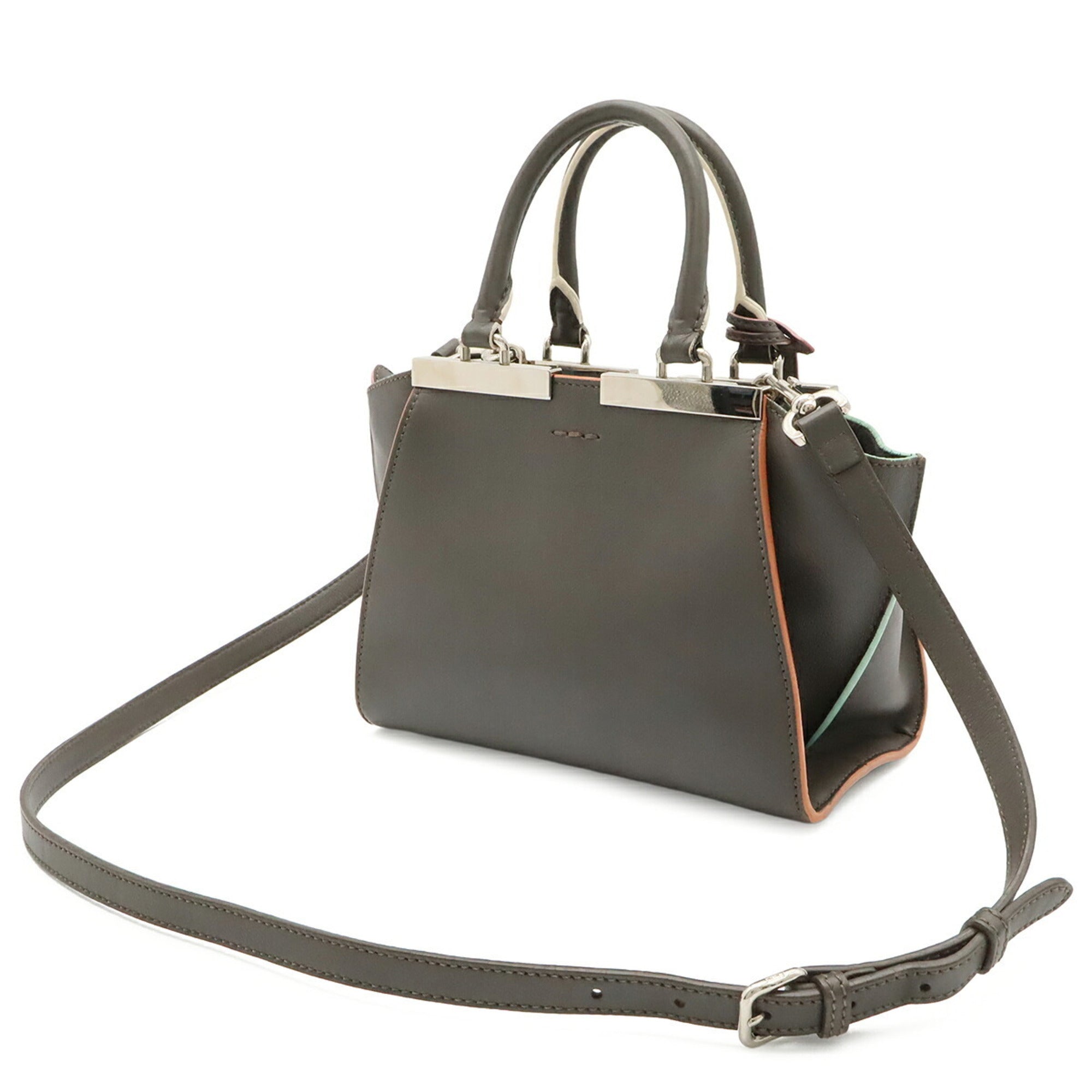 Fendi Gray Multi-Color Leather Handbag Shoulder Bag (Pre-Owned)