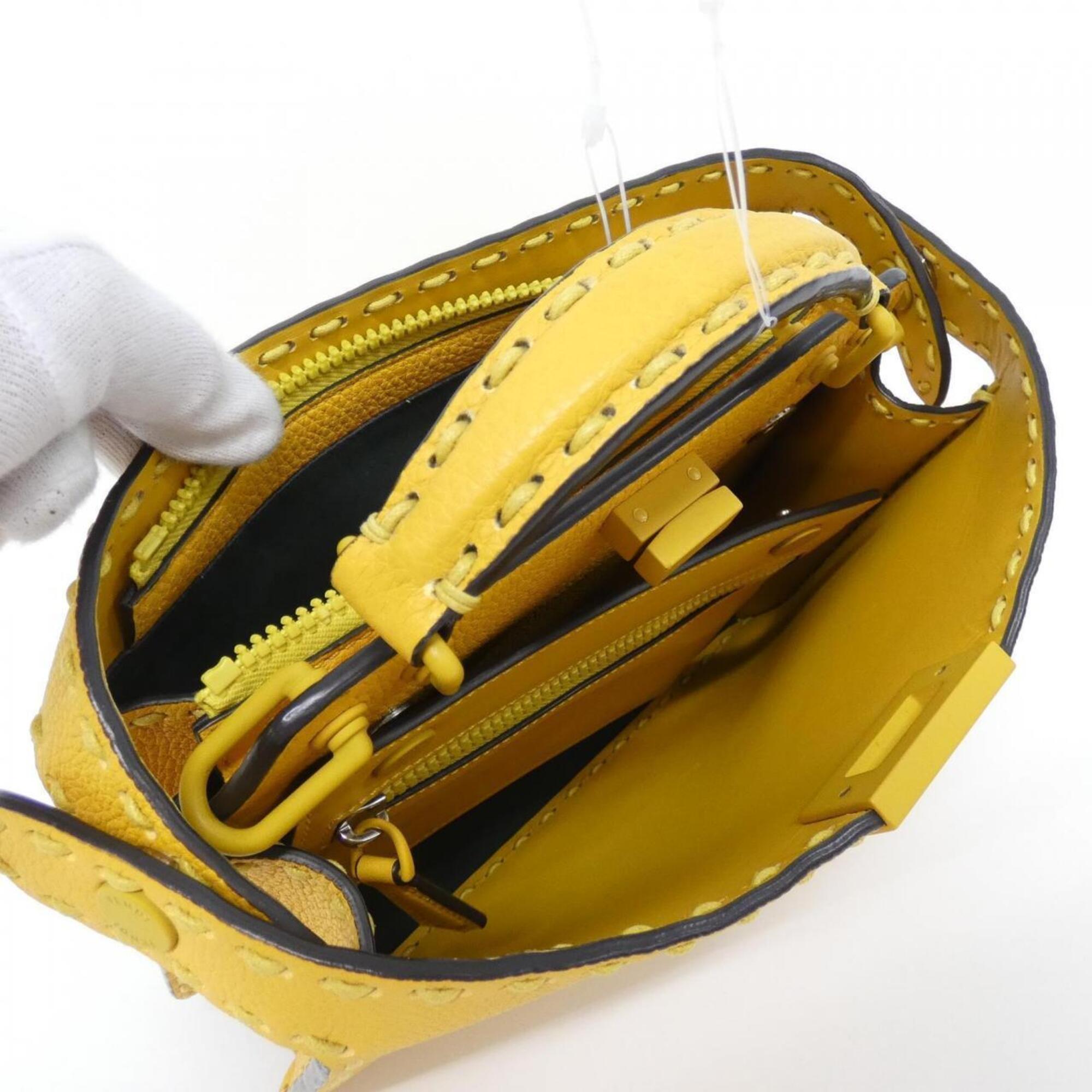 Fendi Yellow Leather Handbag Pouch (Pre-Owned)