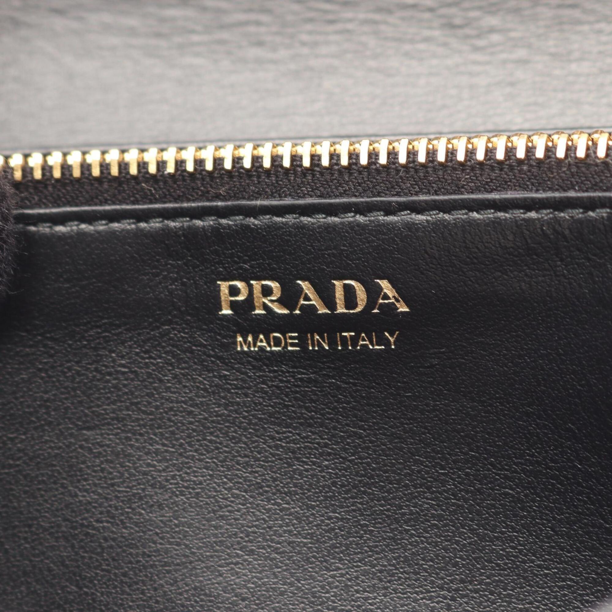 Prada Black Multi-Color Fabric Leather Long Wallet (Bi-Fold) (Pre-Owned)