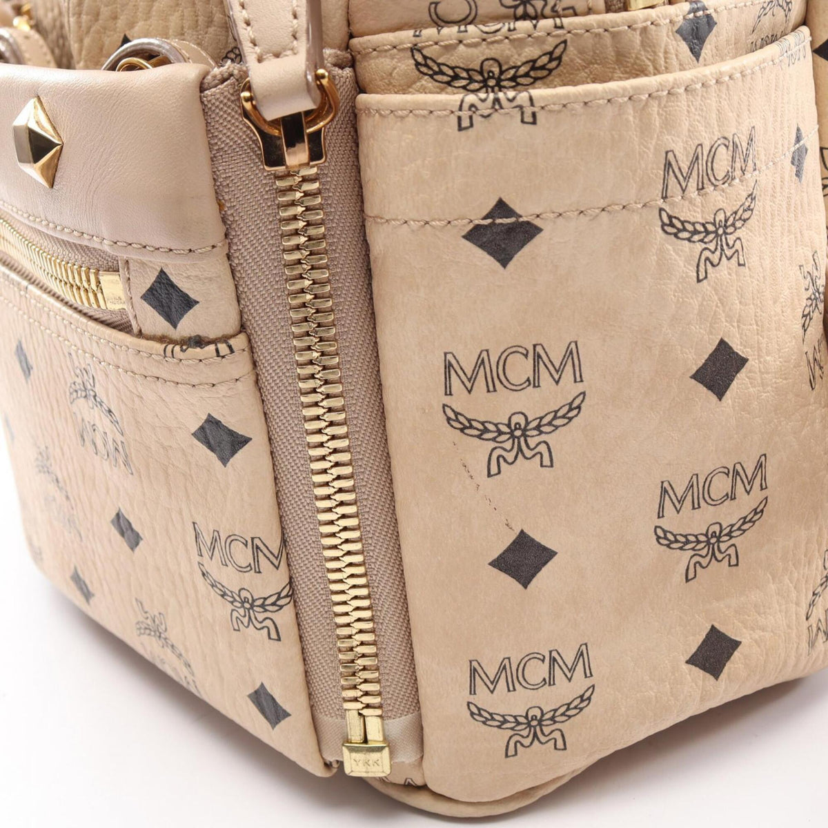 Mcm Beige Coated Canvas Leather Backpack (Pre-Owned)