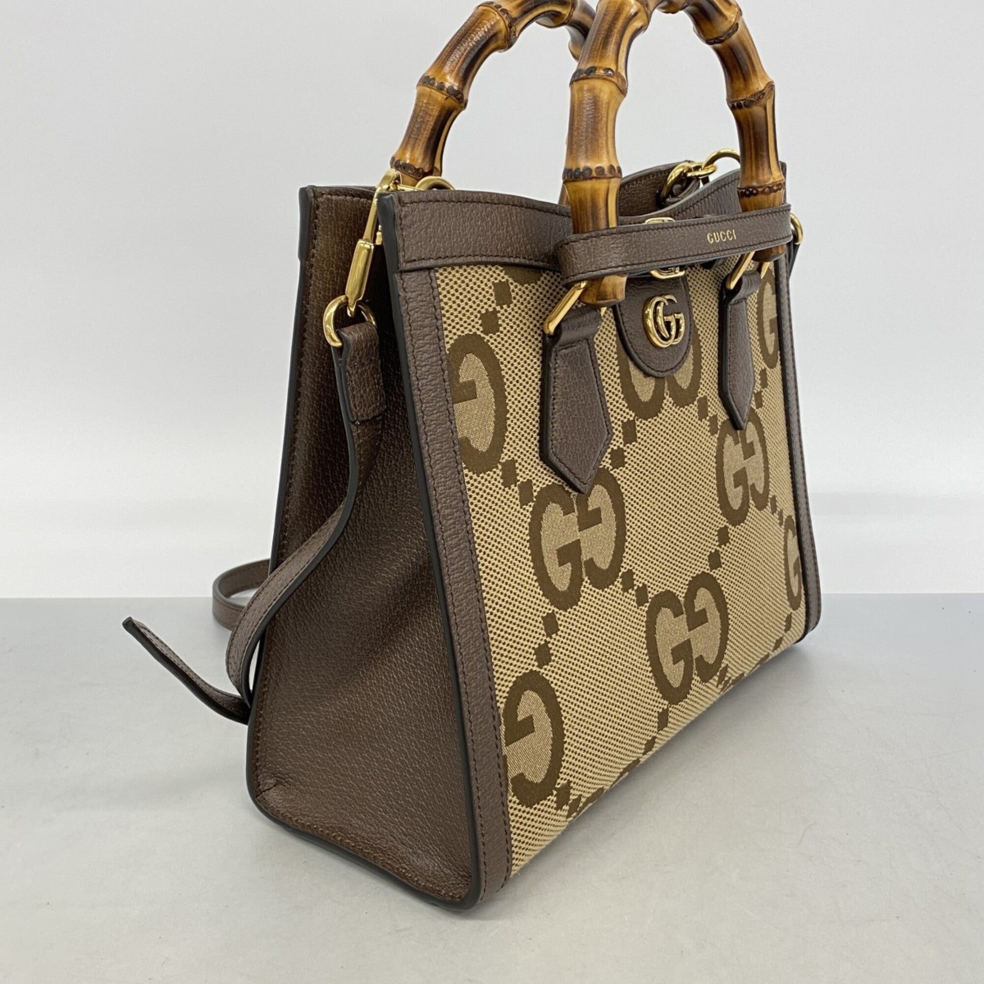 Gucci Brown Canvas Leather Handbag (Pre-Owned)