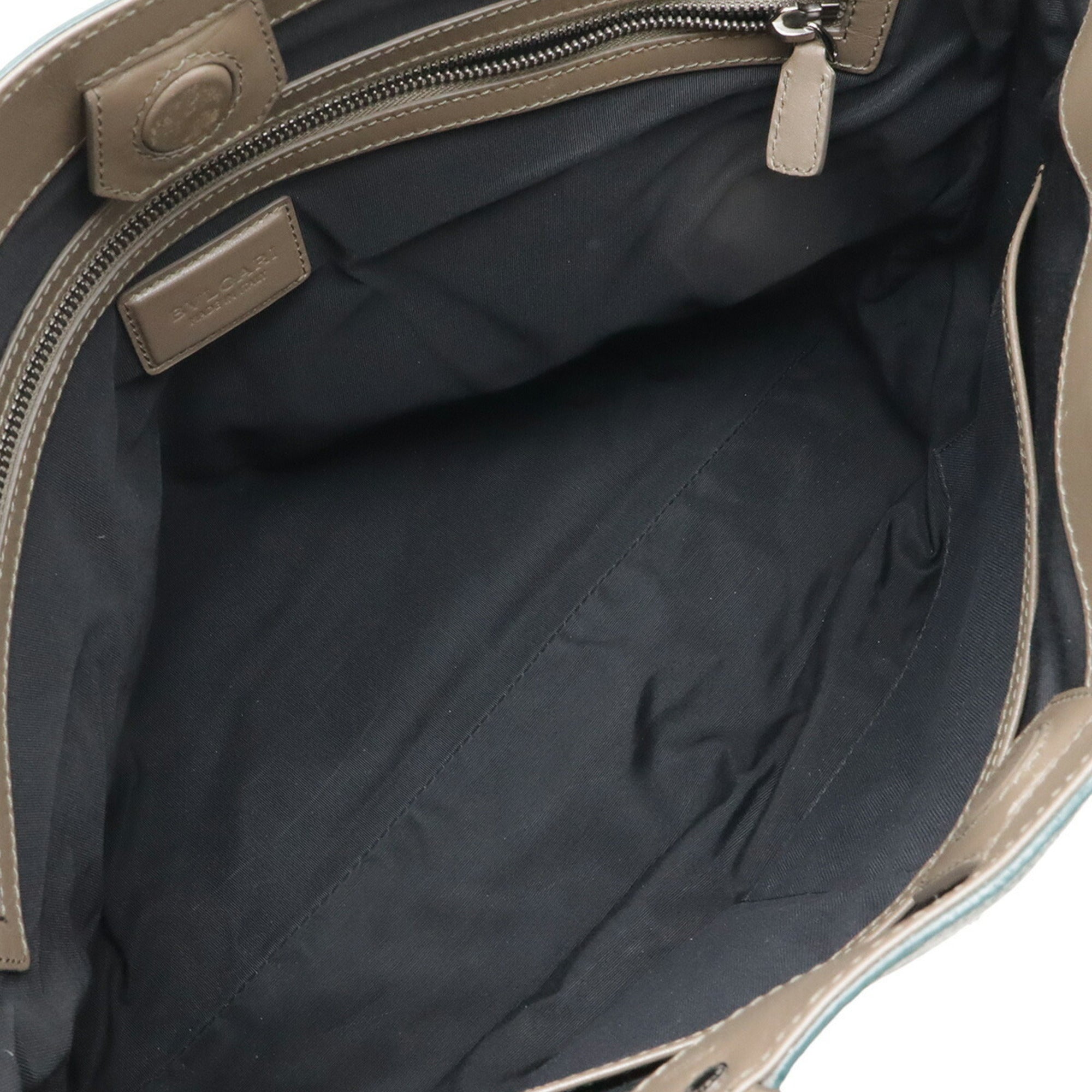 Bvlgari Brown Green Leather Shoulder Bag Tote Bag (Pre-Owned)