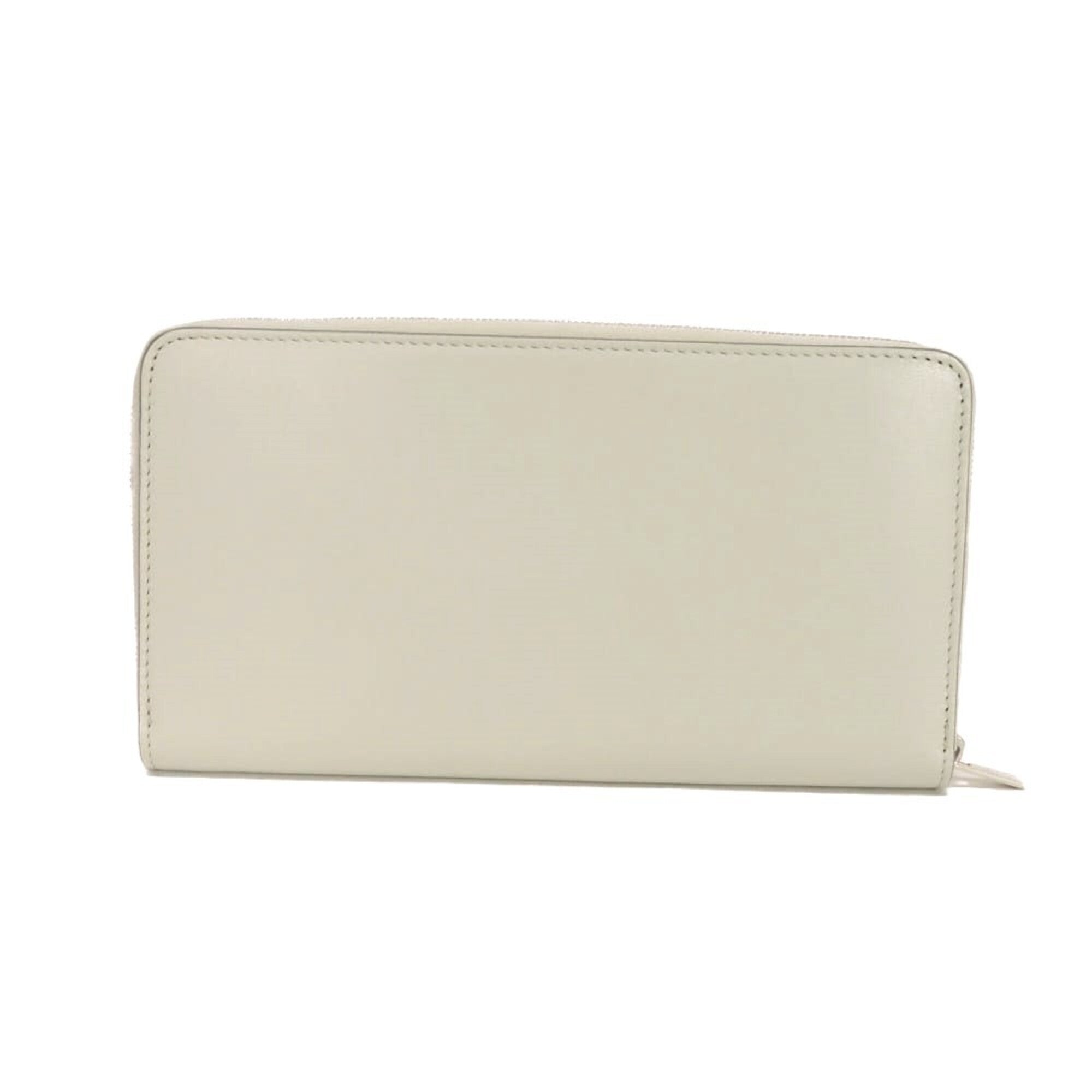 Celine Gray White Leather Long Wallet (Bi-Fold) (Pre-Owned)