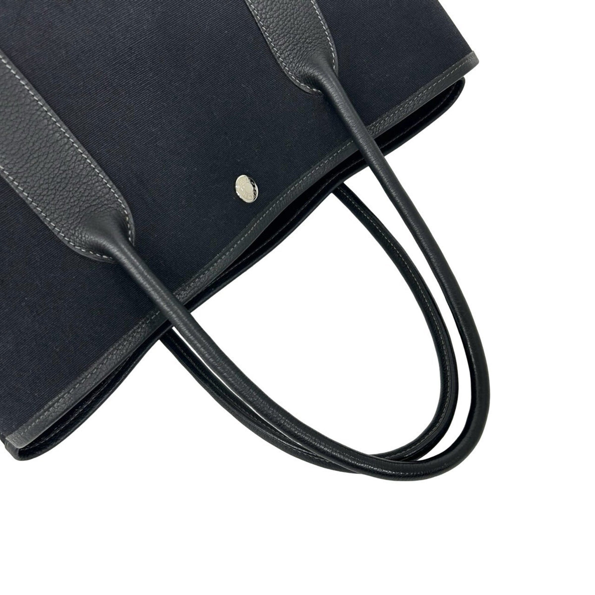 Hermes Black Toile Officier Negonda Leather Handbag Tote Bag (Pre-Owned)