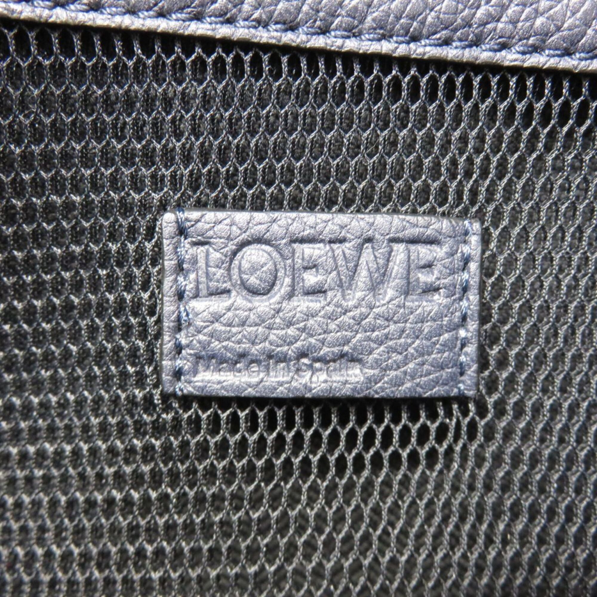 Loewe Gray Light Green Navy Leather Fanny Pack Sling Bag (Pre-Owned)