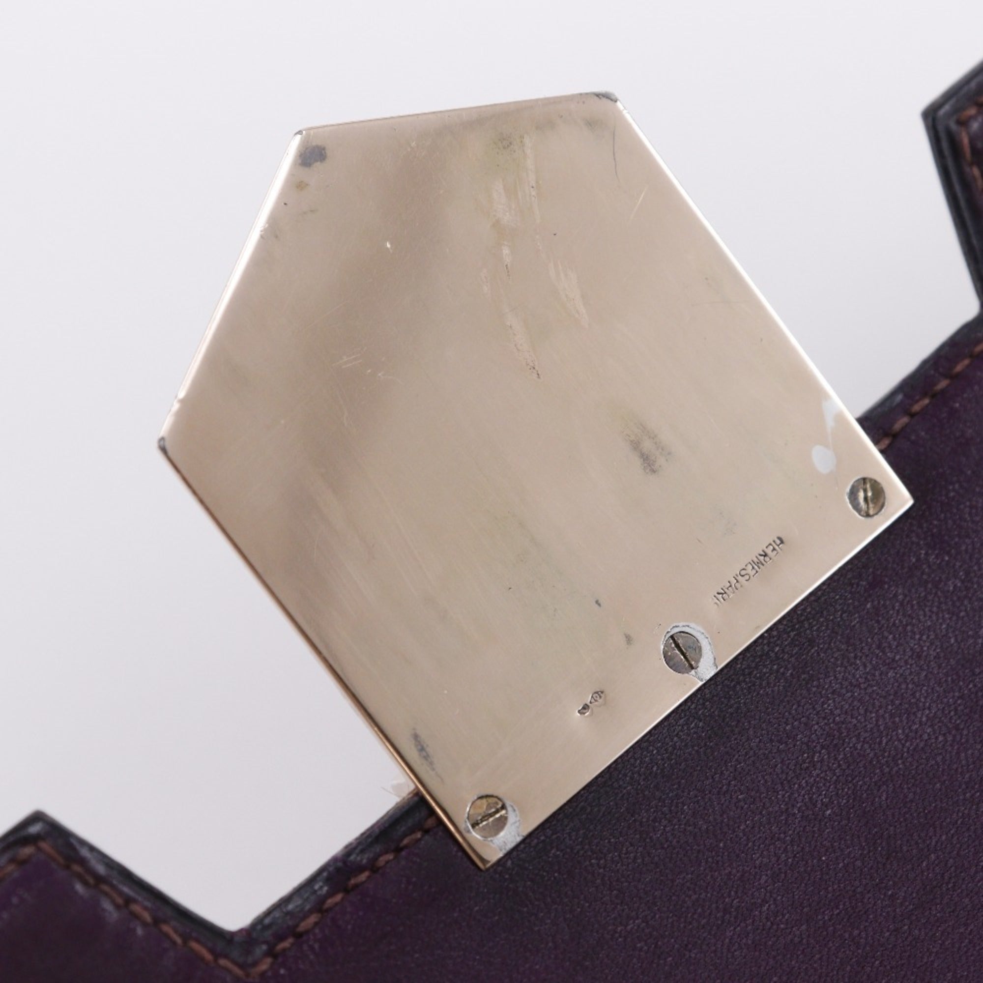Hermes Bordeaux Box Calf Leather Clutch Bag (Pre-Owned)
