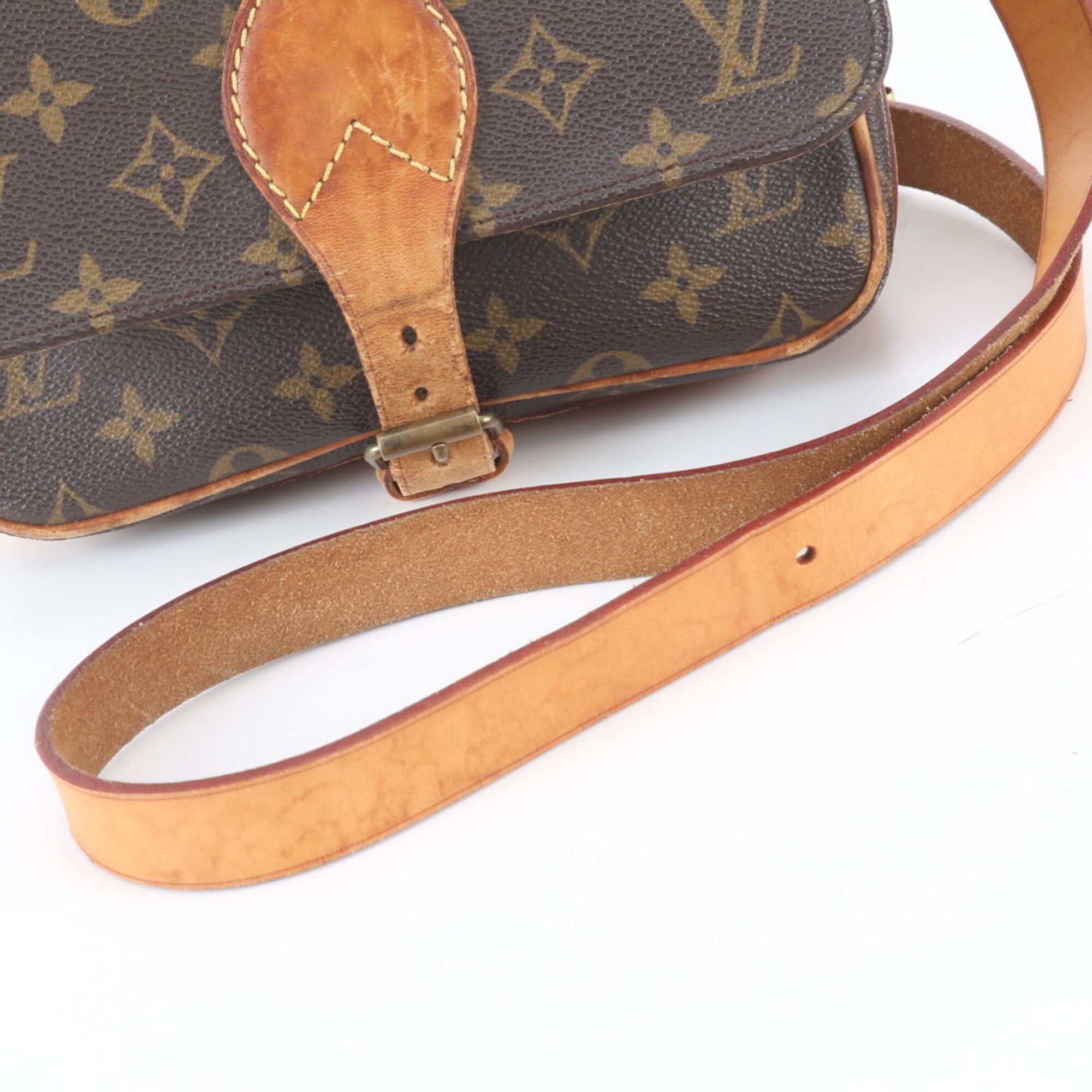 Louis Vuitton Brown Leather Coated Canvas Shoulder Bag (Pre-Owned)