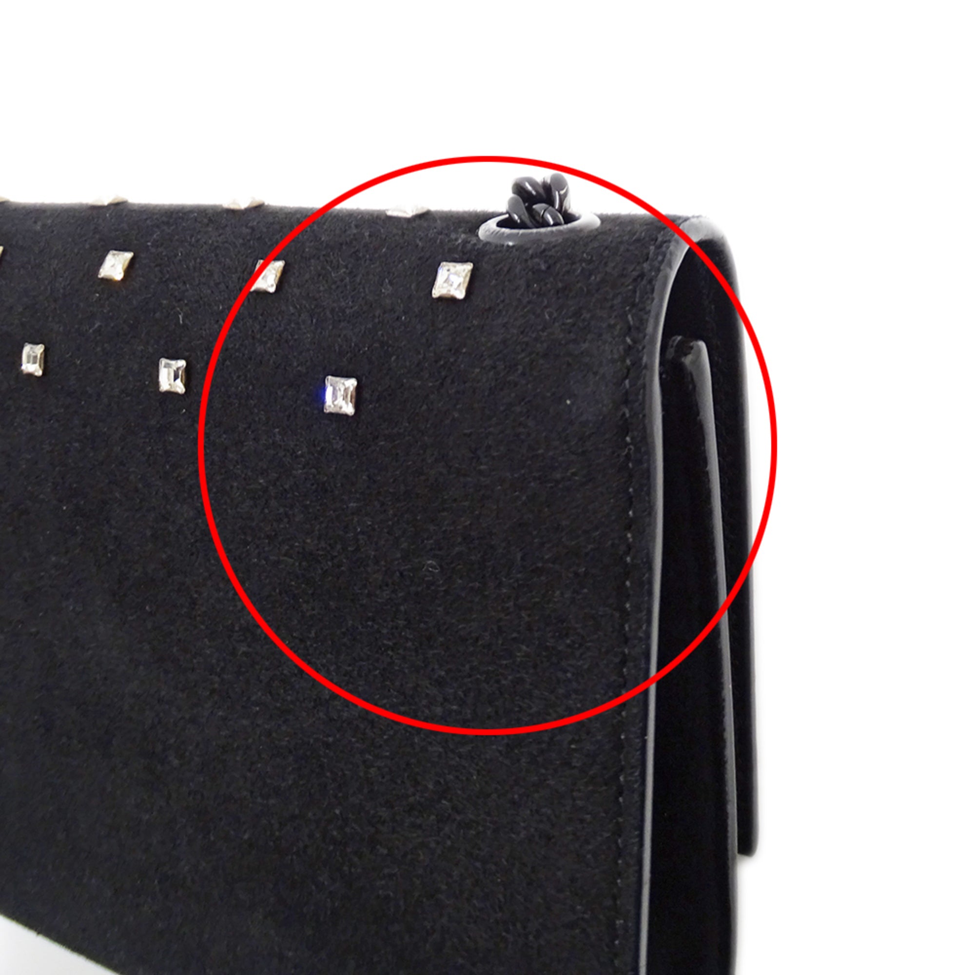 Saint Laurent Black Suede Rhinestone Handbag Shoulder Bag (Pre-Owned)
