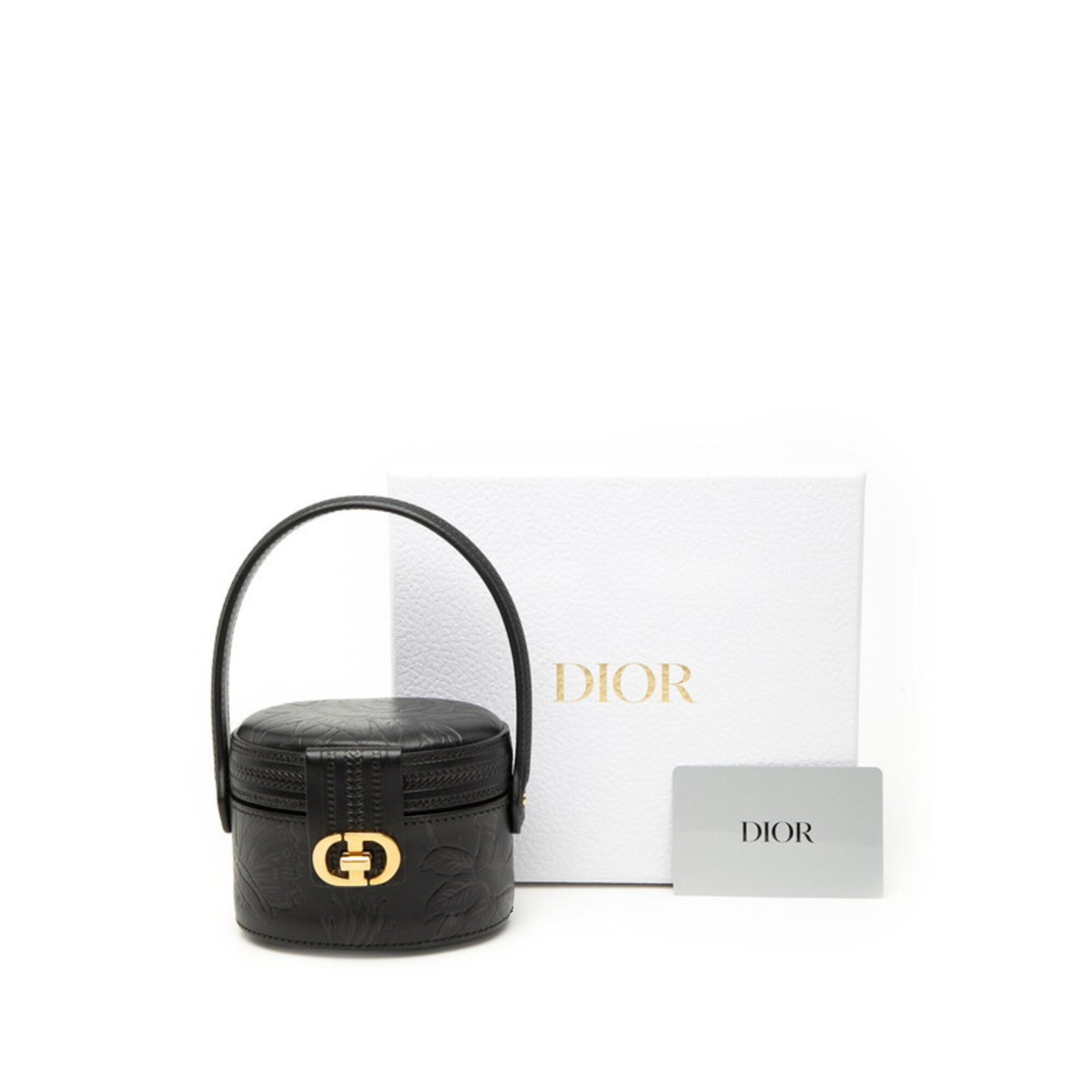 Christian Dior Black Leather Handbag Vanity Bag (Pre-Owned)