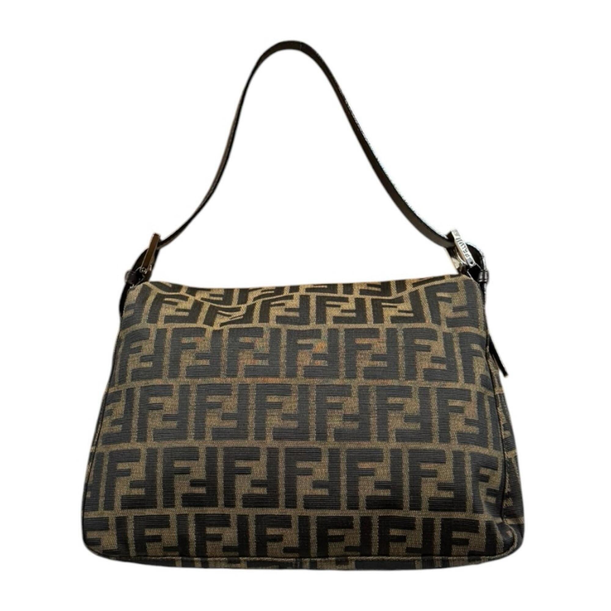 Fendi Zucca Brown Canvas Shoulder Bag (Pre-Owned)