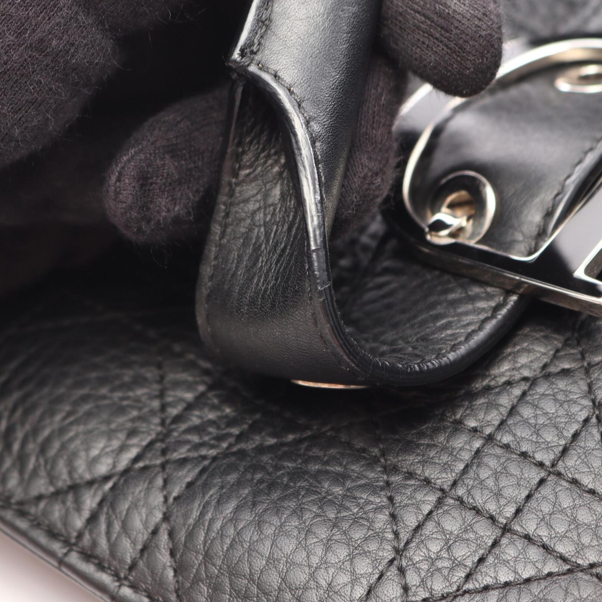 Christian Dior Black Leather Handbag Tote Bag (Pre-Owned)