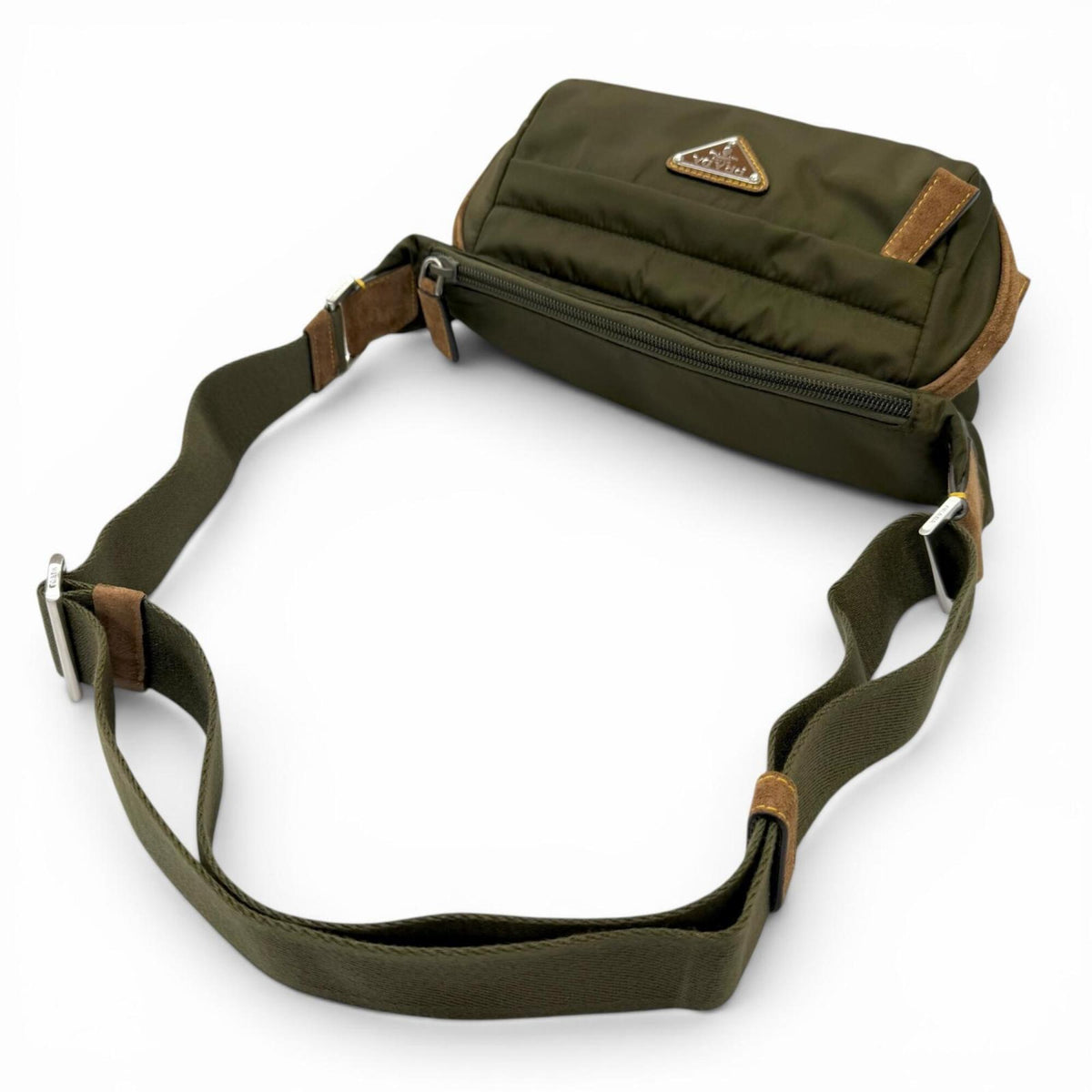Prada Brown Khaki Polyamide Leather Sling Bag (Pre-Owned)