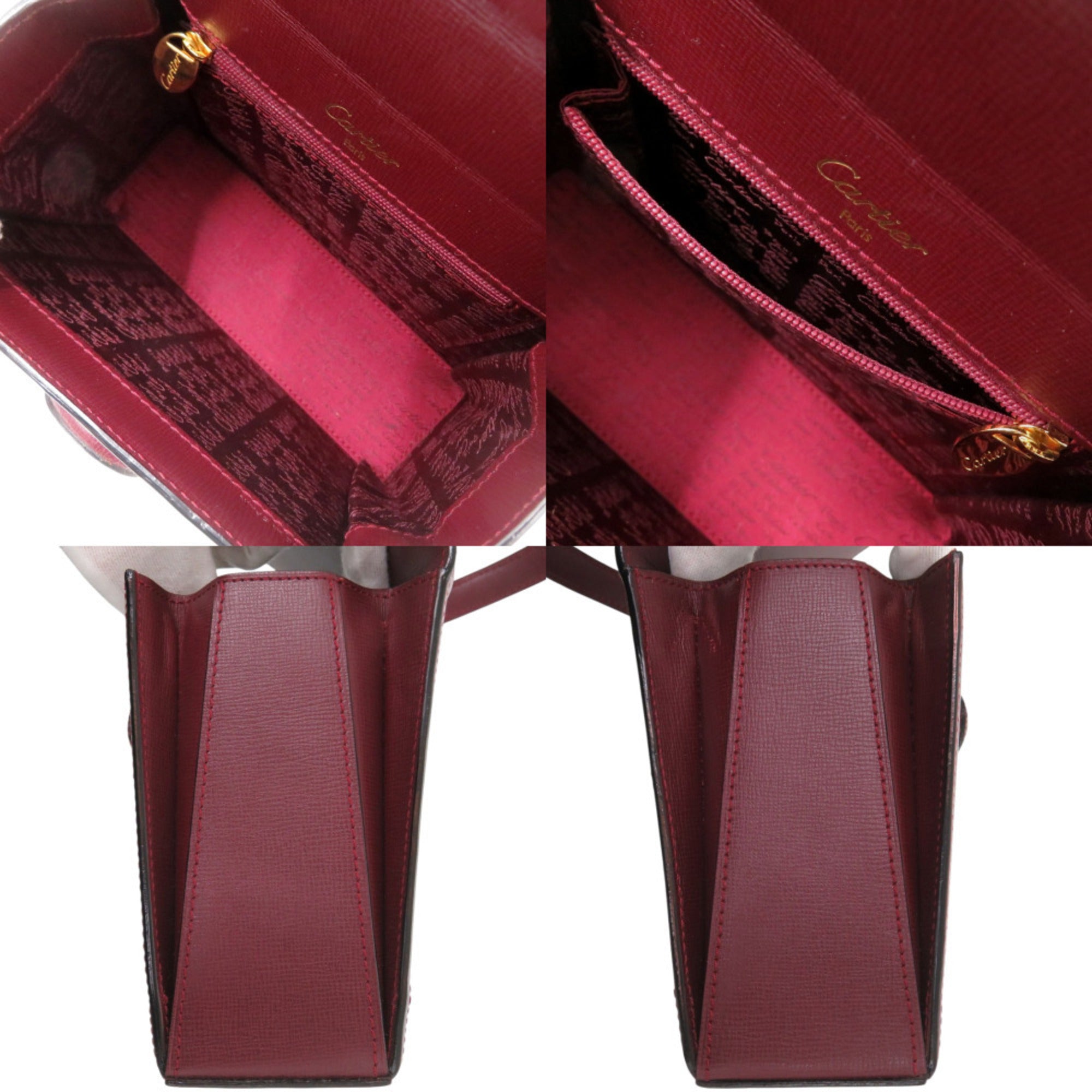 Cartier Bordeaux Leather Handbag (Pre-Owned)