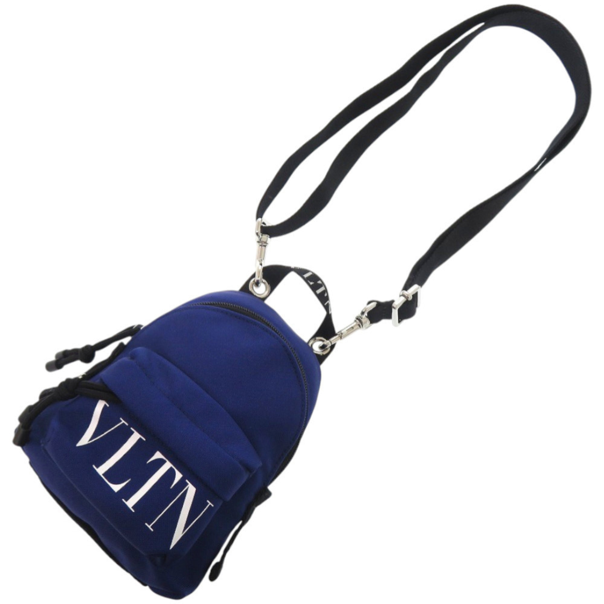 Valentino Garavani Black Blue Nylon Shoulder Bag (Pre-Owned)