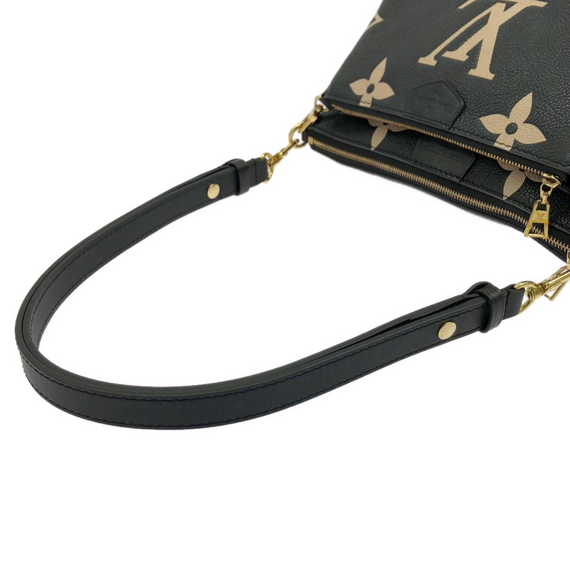 Louis Vuitton Beige Black Leather Pochette Shoulder Bag (Pre-Owned)