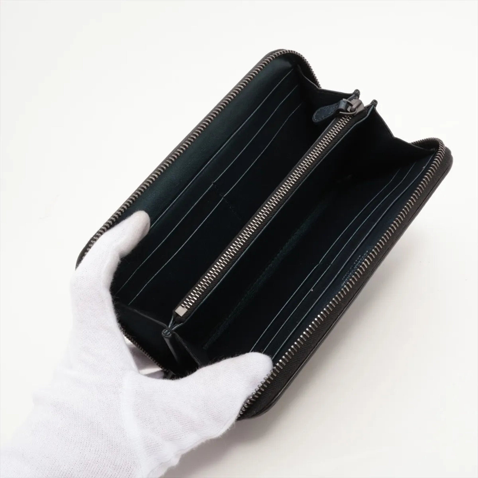 Bottega Veneta Navy Leather Long Wallet (Bi-Fold) (Pre-Owned)