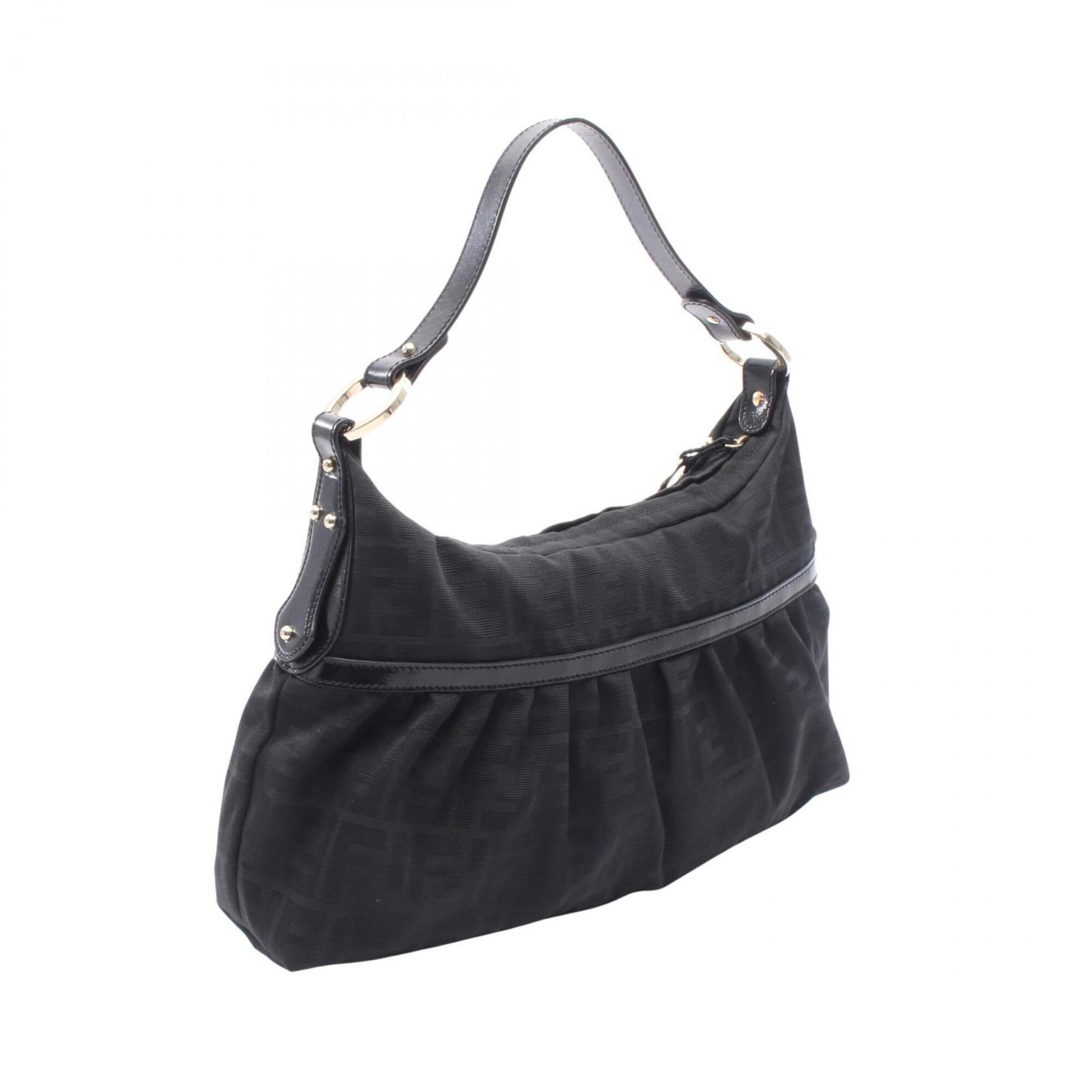 Fendi Black Canvas Leather Handbag Shoulder Bag (Pre-Owned)