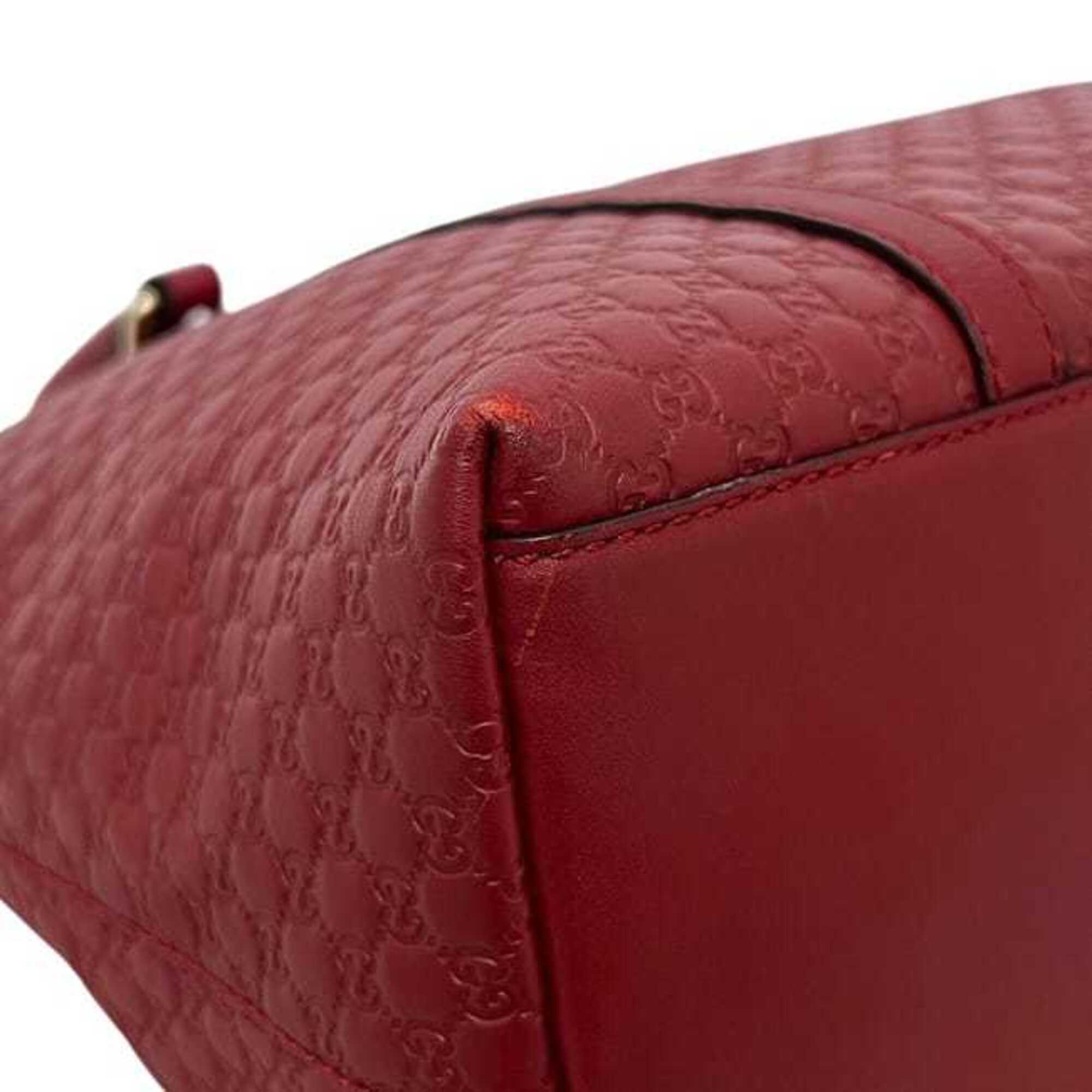 Gucci Red Color Leather Shoulder Bag Tote Bag (Pre-Owned)