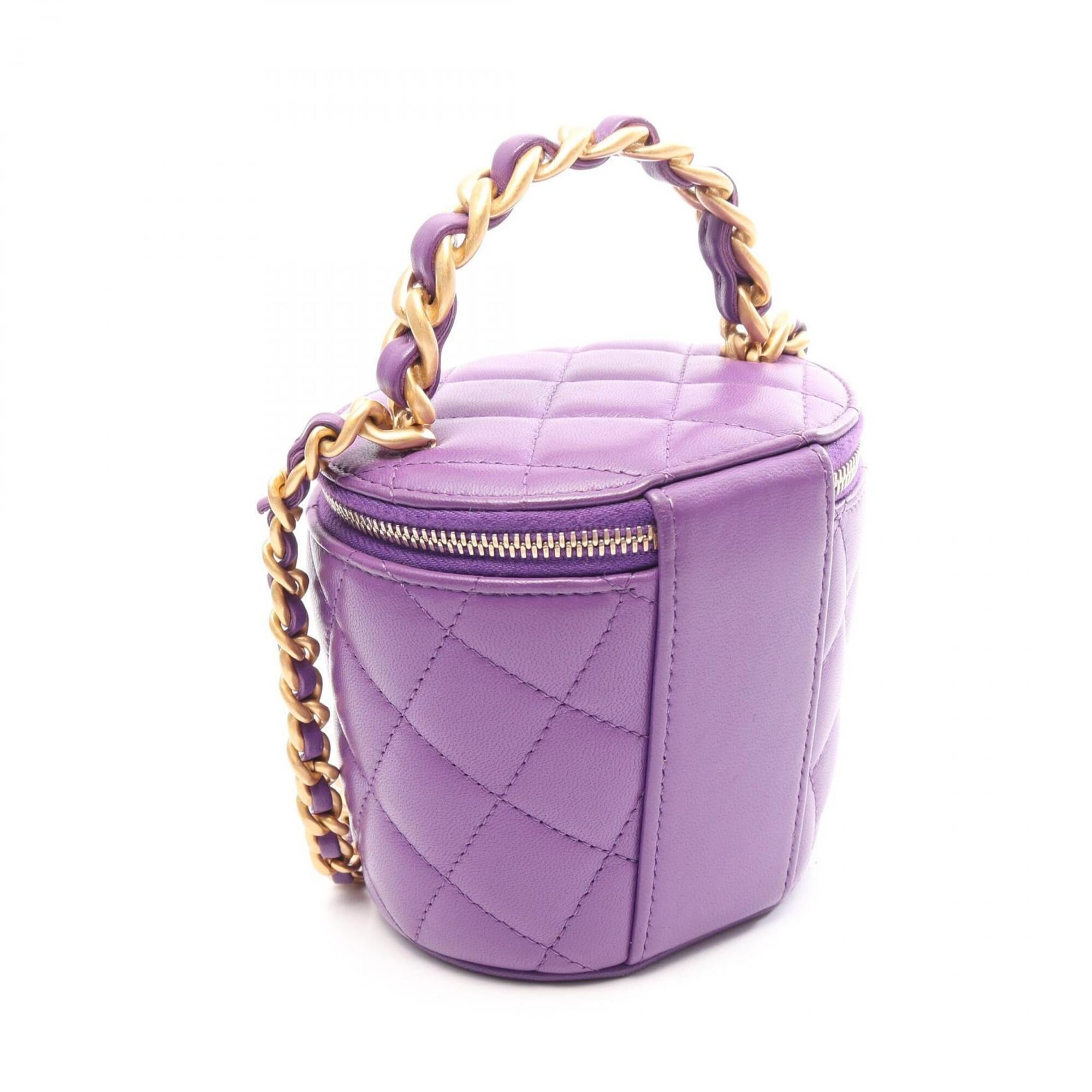 Chanel Purple Leather Handbag Shoulder Bag (Pre-Owned)